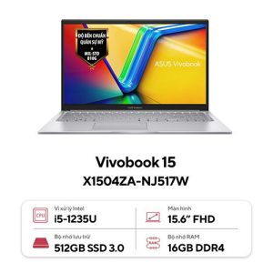 16732 x1504za nj517w thumbal 1 Laptop Asus Vivobook 15 X1504ZA NJ517W (Core™ i5-1235U | 16GB | 512GB | Intel UHD Graphics | 15.6inch FHD | Win 11 | Bạc)