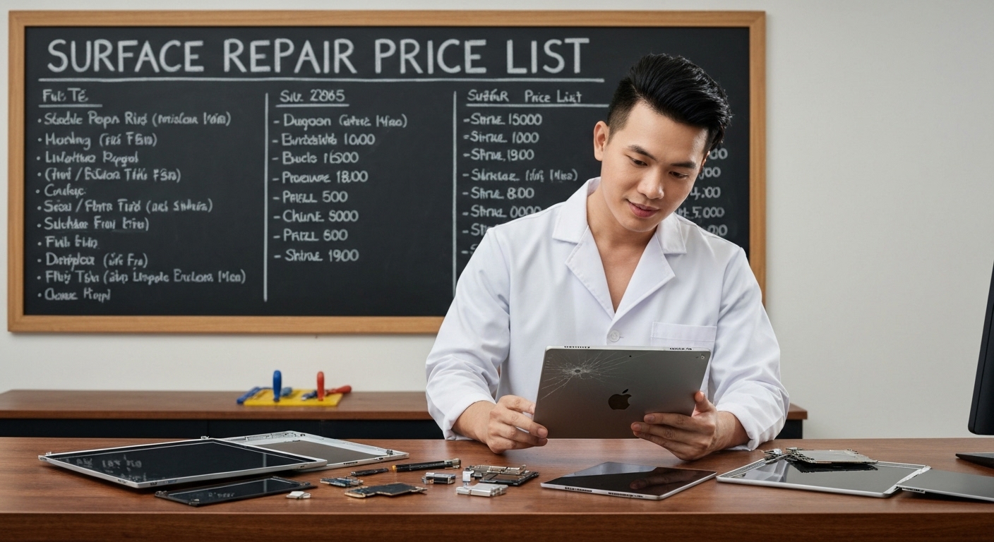 Hình ảnh bảng giá tham khảo dịch vụ sửa chữa Surface
