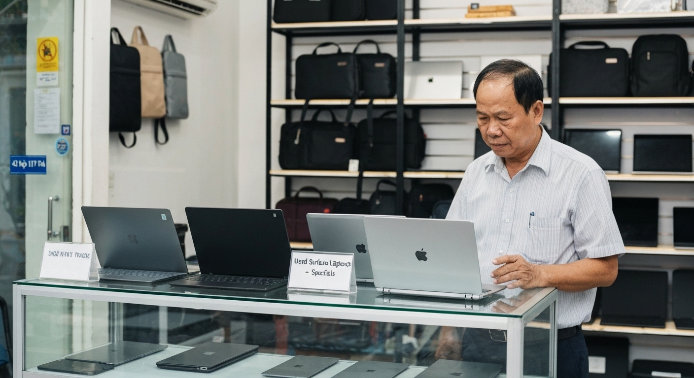 Hình ảnh Surface Laptop cũ được bày bán tại một cửa hàng ở Hà Nội