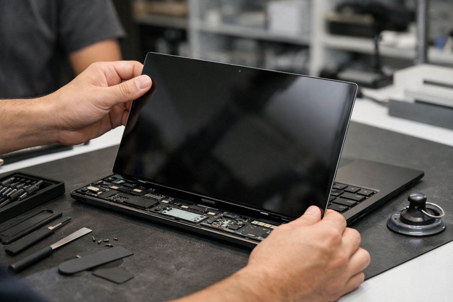 Màn hình Surface Laptop mới tinh chuẩn bị được lắp cho khách hàng đảm bảo tính thẩm mỹ cao