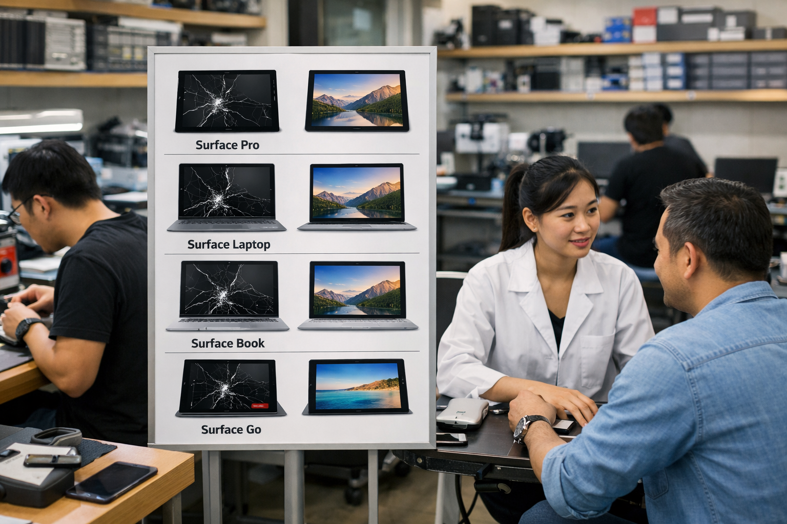 Bảng giá các loại màn hình Surface Pro, Laptop, Book và Go tại trung tâm bảo hành