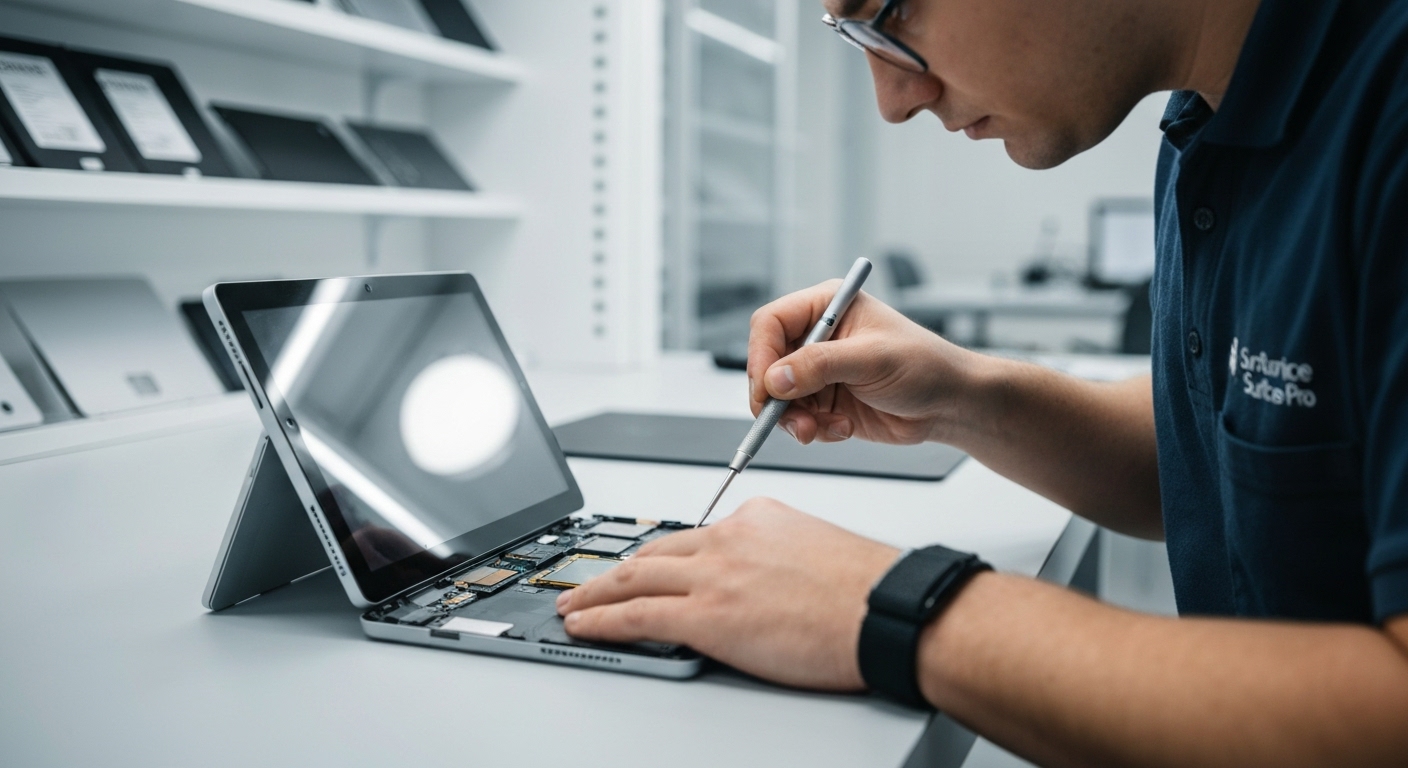 Kỹ thuật viên đang sửa chữa Surface Pro