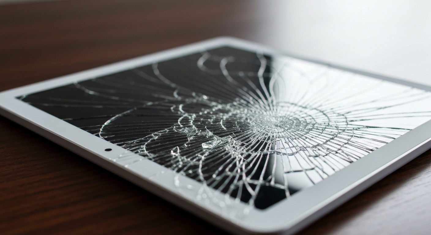 Hình ảnh minh họa một chiếc Surface Pro bị vỡ màn hình.