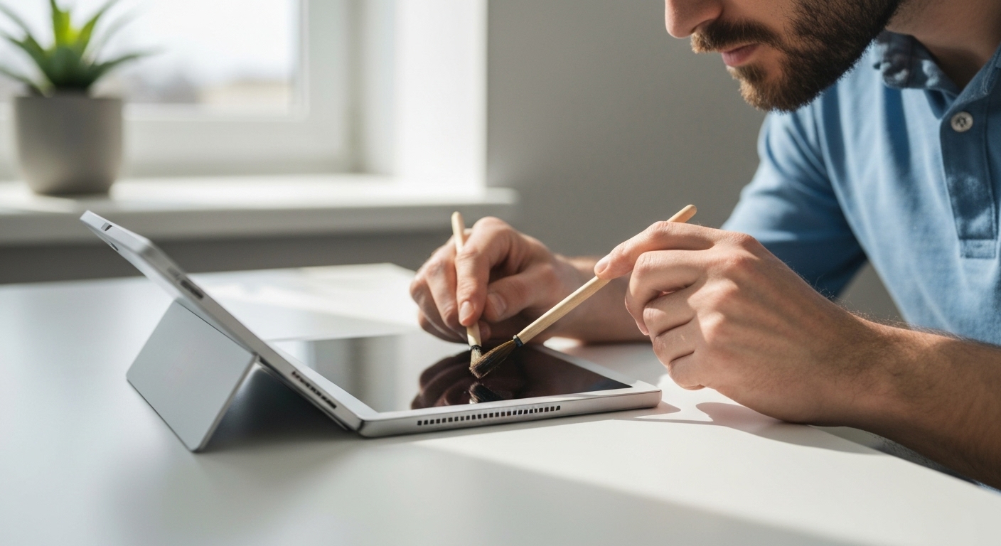 Vệ sinh cổng sạc Surface cẩn thận.