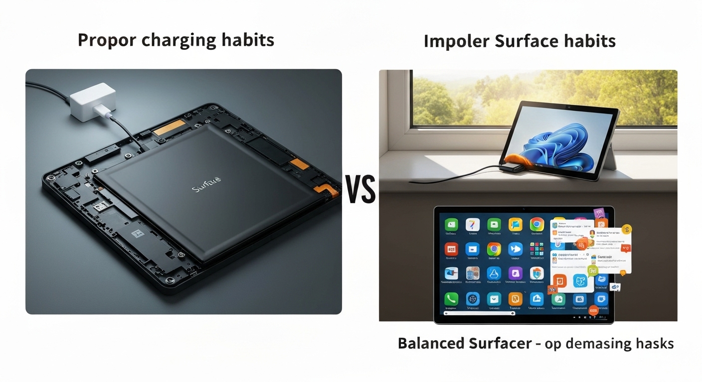 Hình ảnh minh họa cách phòng tránh tình trạng Surface bị phồng pin.