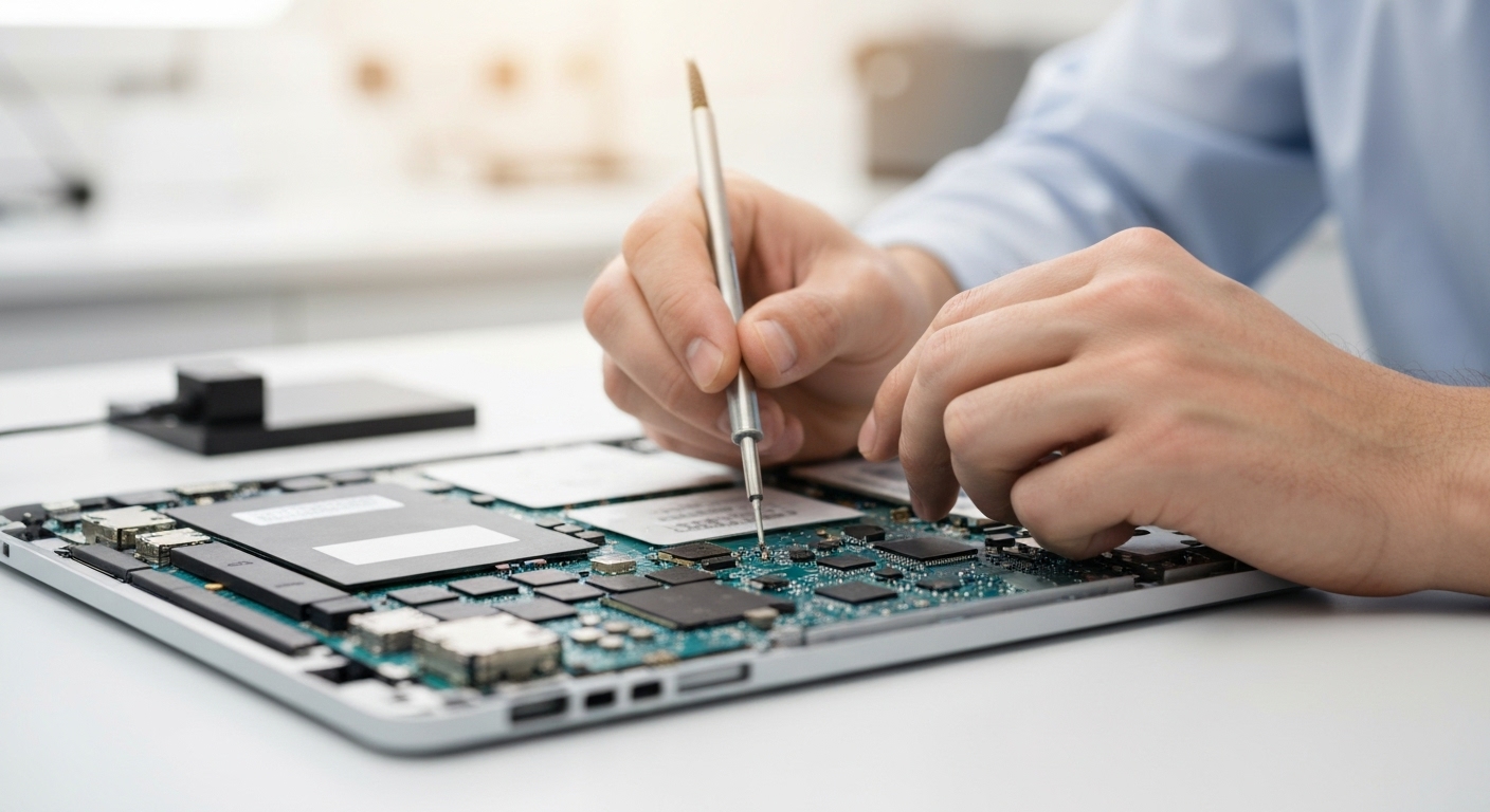 Kỹ thuật viên đang sửa chữa Surface Laptop