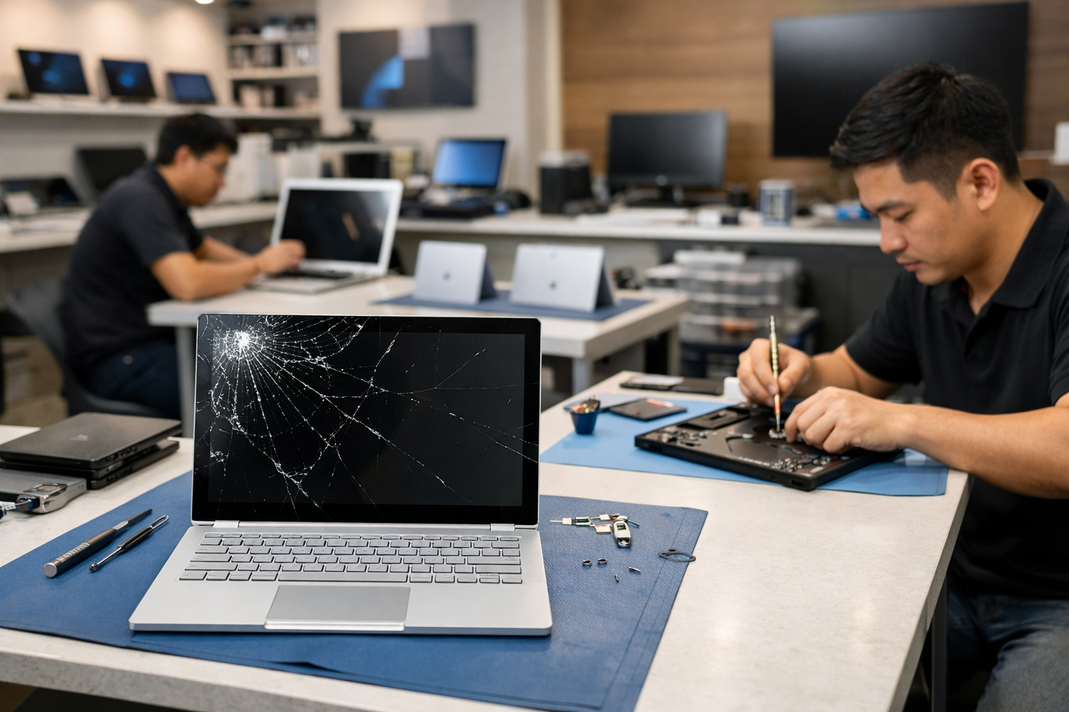 Không gian cửa hàng Surface Plus chuyên nghiệp với các dòng máy Surface chính hãng.