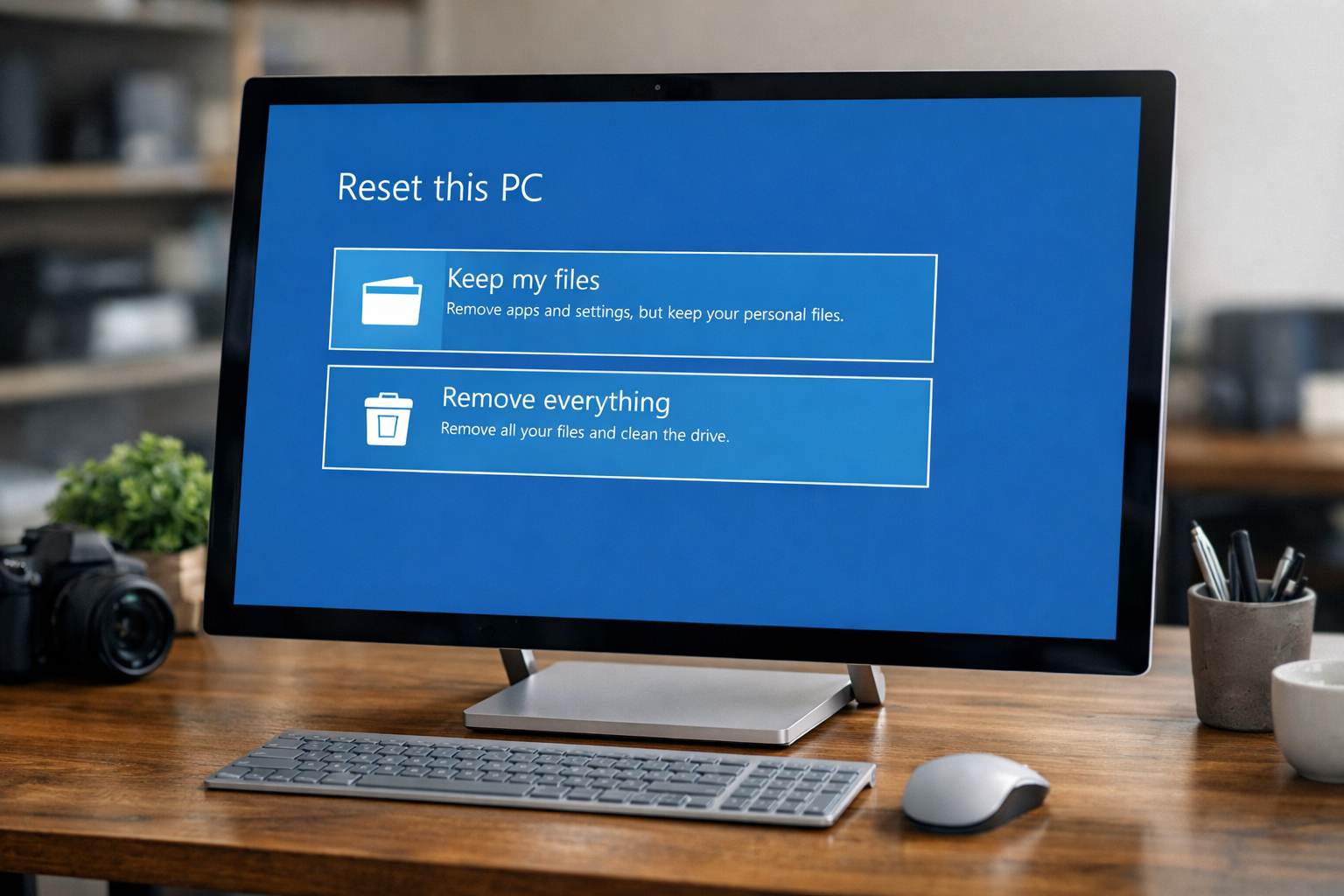 Màn hình Surface Studio hiển thị tùy chọn khôi phục cài đặt gốc recovery