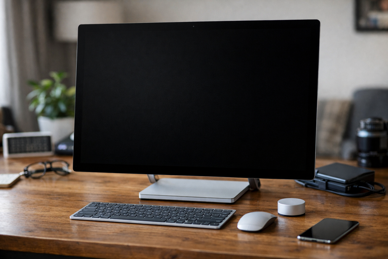 Surface Studio với màn hình tối đen minh họa cho tình trạng không lên nguồn