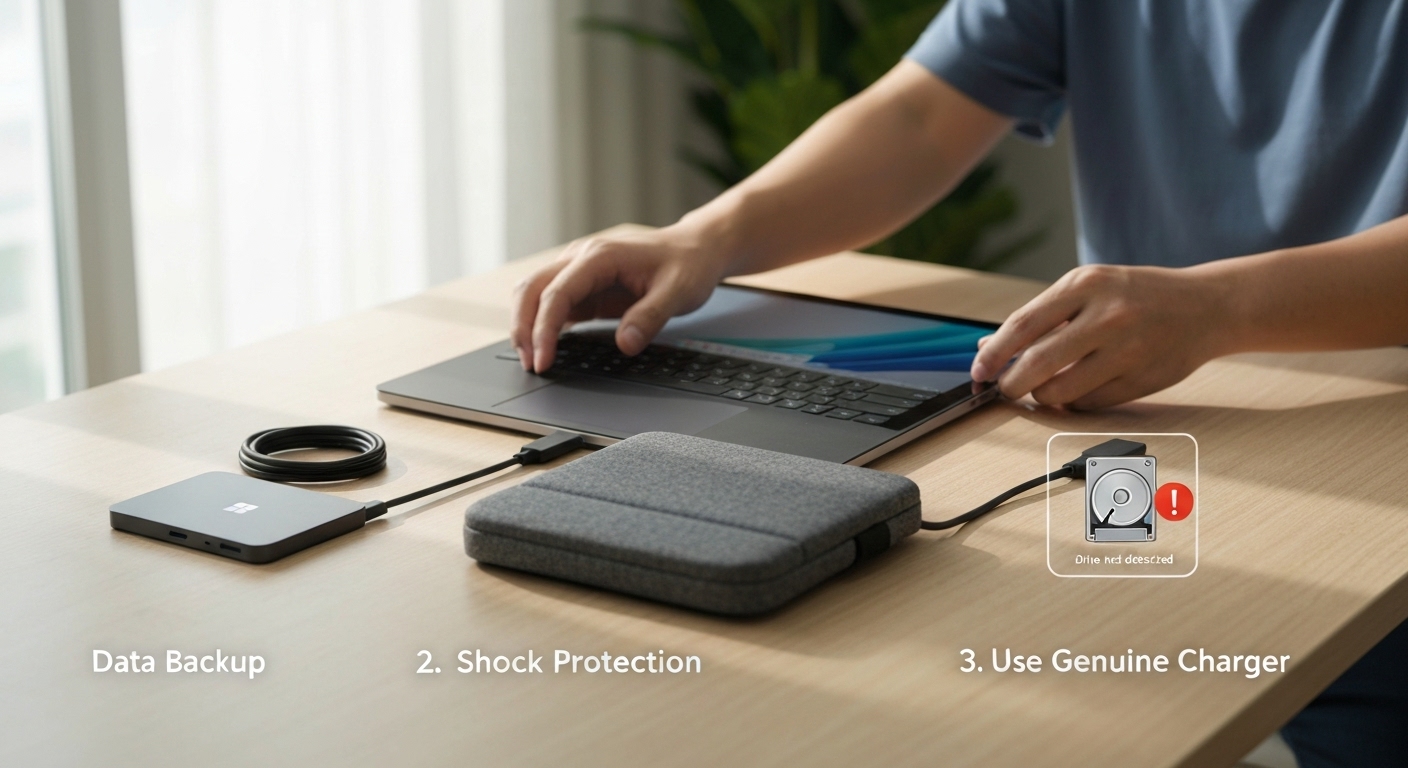 Khắc phục lỗi Surface không nhận ổ cứng : Nguyên nhân và giải pháp toàn diện 11 Các biện pháp phòng ngừa lỗi ổ cứng trên Surface bao gồm sao lưu dữ liệu, chống va đập và sử dụng sạc chính hãng.