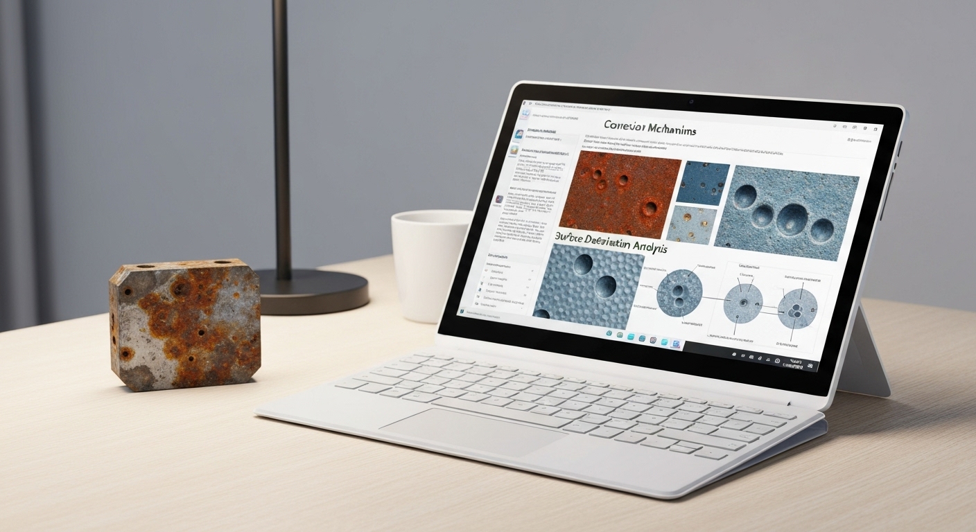 Một chiếc Surface Pro trắng sáng, sạch sẽ đặt trên bàn làm việc gọn gàng