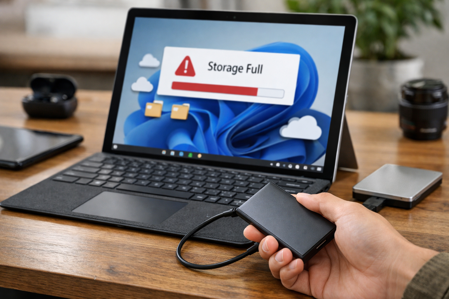 Sử dụng ổ cứng di động SSD để lưu trữ dữ liệu lớn thay cho bộ nhớ trong của Surface