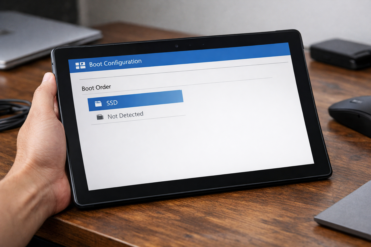 Khắc phục lỗi Surface không nhận ổ cứng : Nguyên nhân và giải pháp toàn diện 10 Giao diện cài đặt UEFI trên Surface hiển thị mục cấu hình khởi động Boot Configuration để kiểm tra trạng thái ổ cứng.