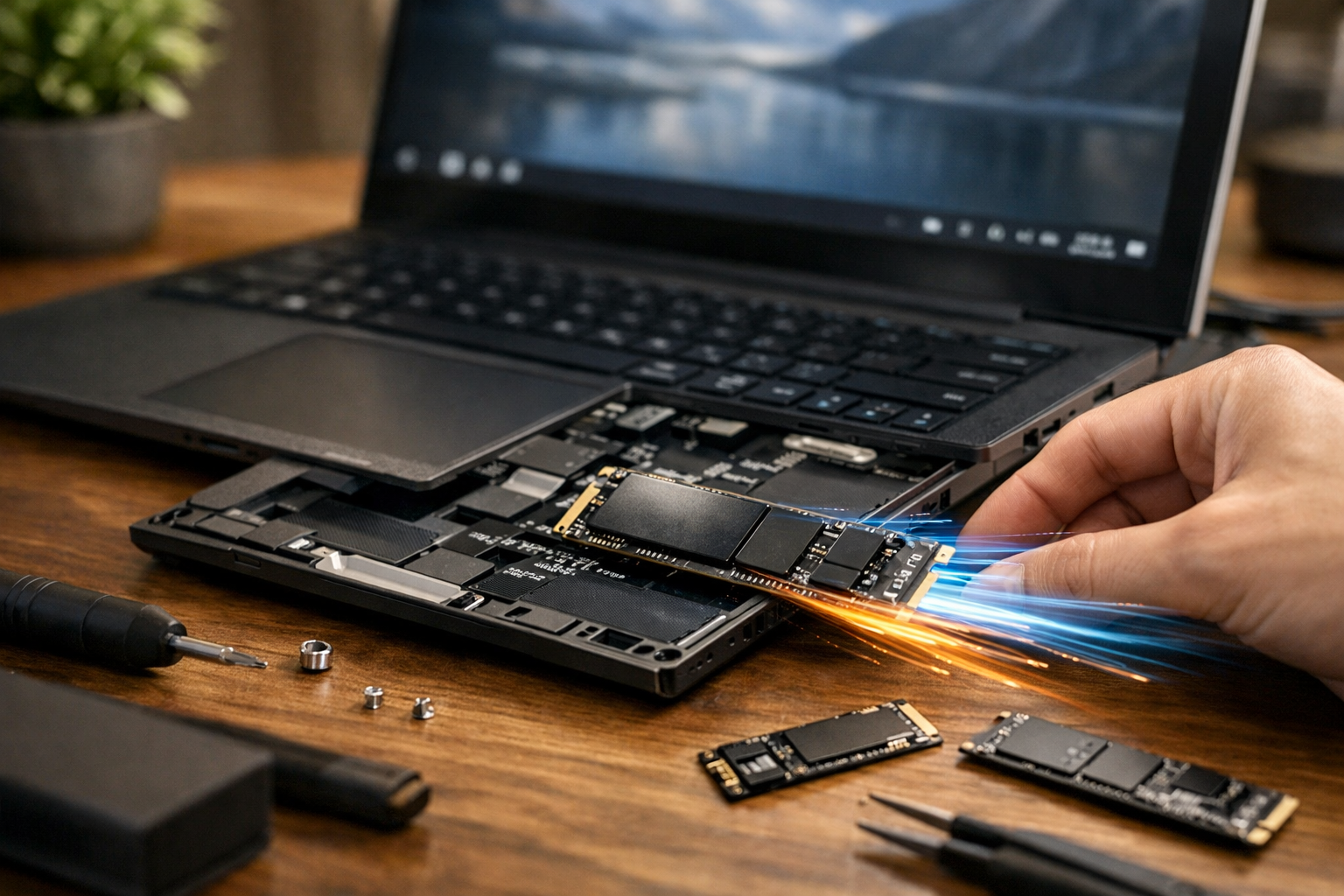 Tốc độ truyền dữ liệu nhanh chóng của ổ cứng SSD NVMe trên thiết bị Surface