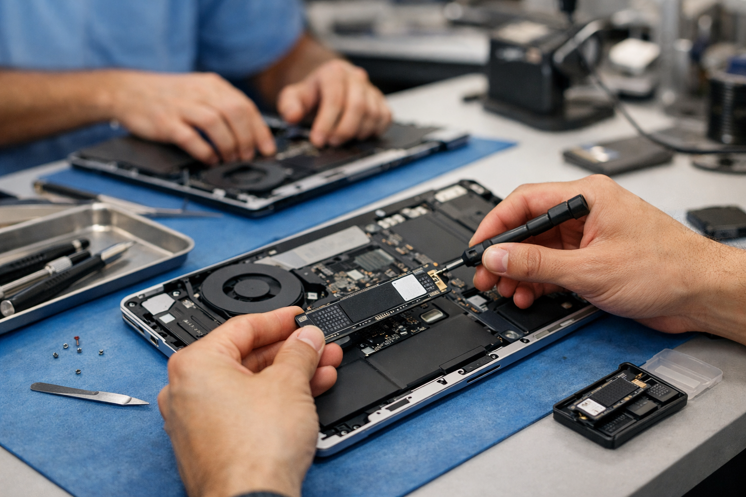 Quá trình thay thế và nâng cấp linh kiện SSD bên trong máy Surface tại trung tâm bảo hành