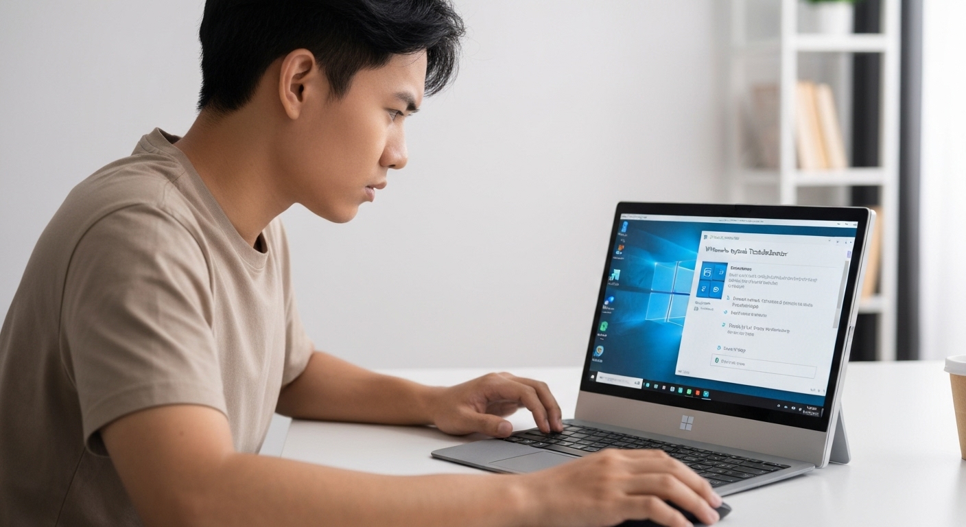 Người dùng đang chạy công cụ sửa lỗi Windows Update trên Surface