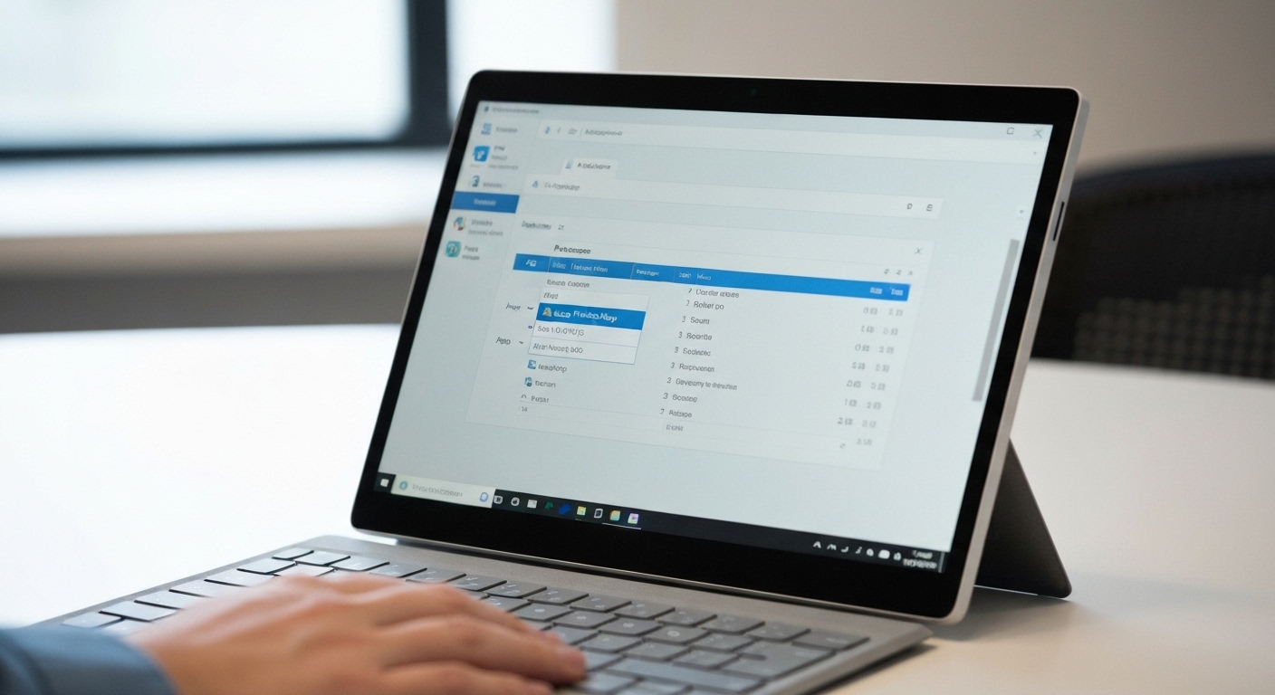 Giao diện Task Manager của Windows trên Surface, hiển thị mức sử dụng CPU, RAM và Disk.