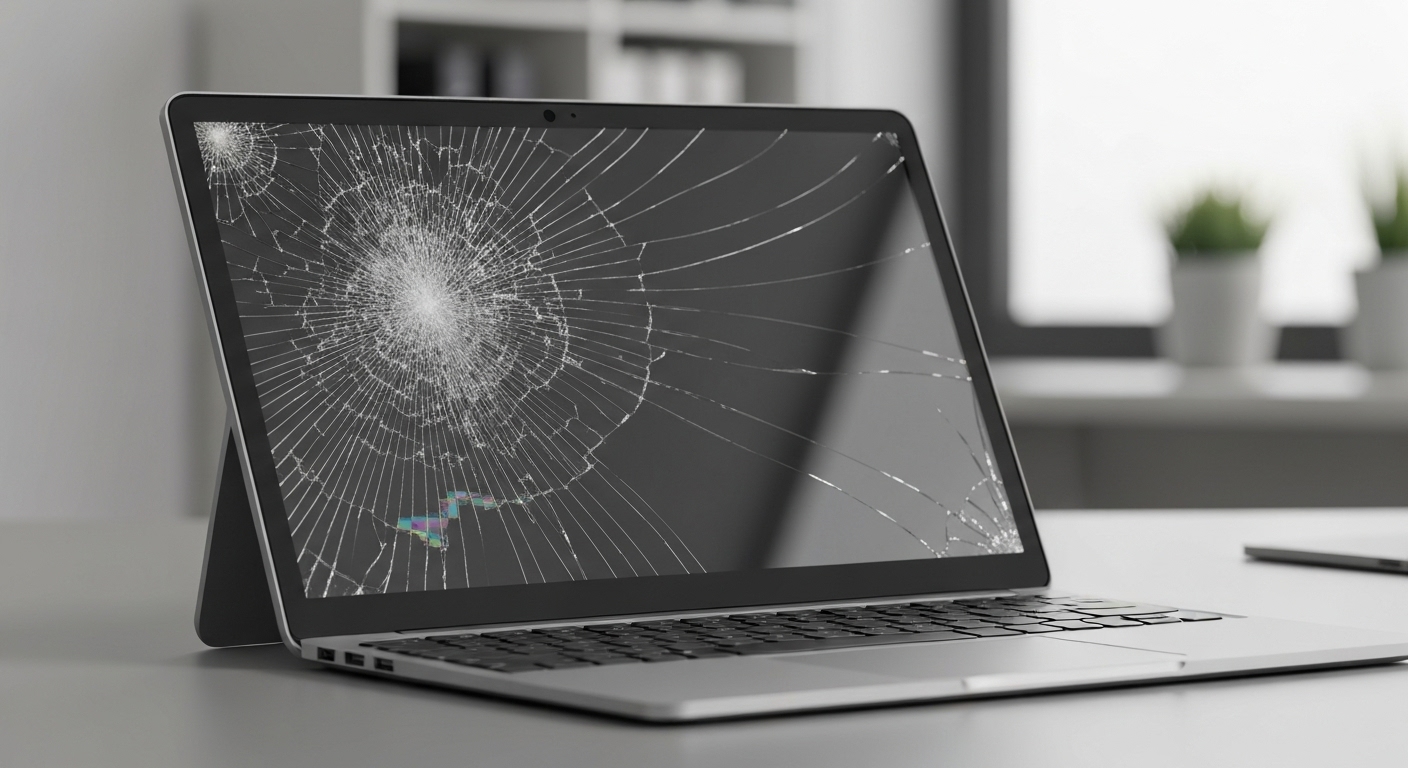 Máy tính Surface với màn hình bị nứt vỡ, cần sửa chữa