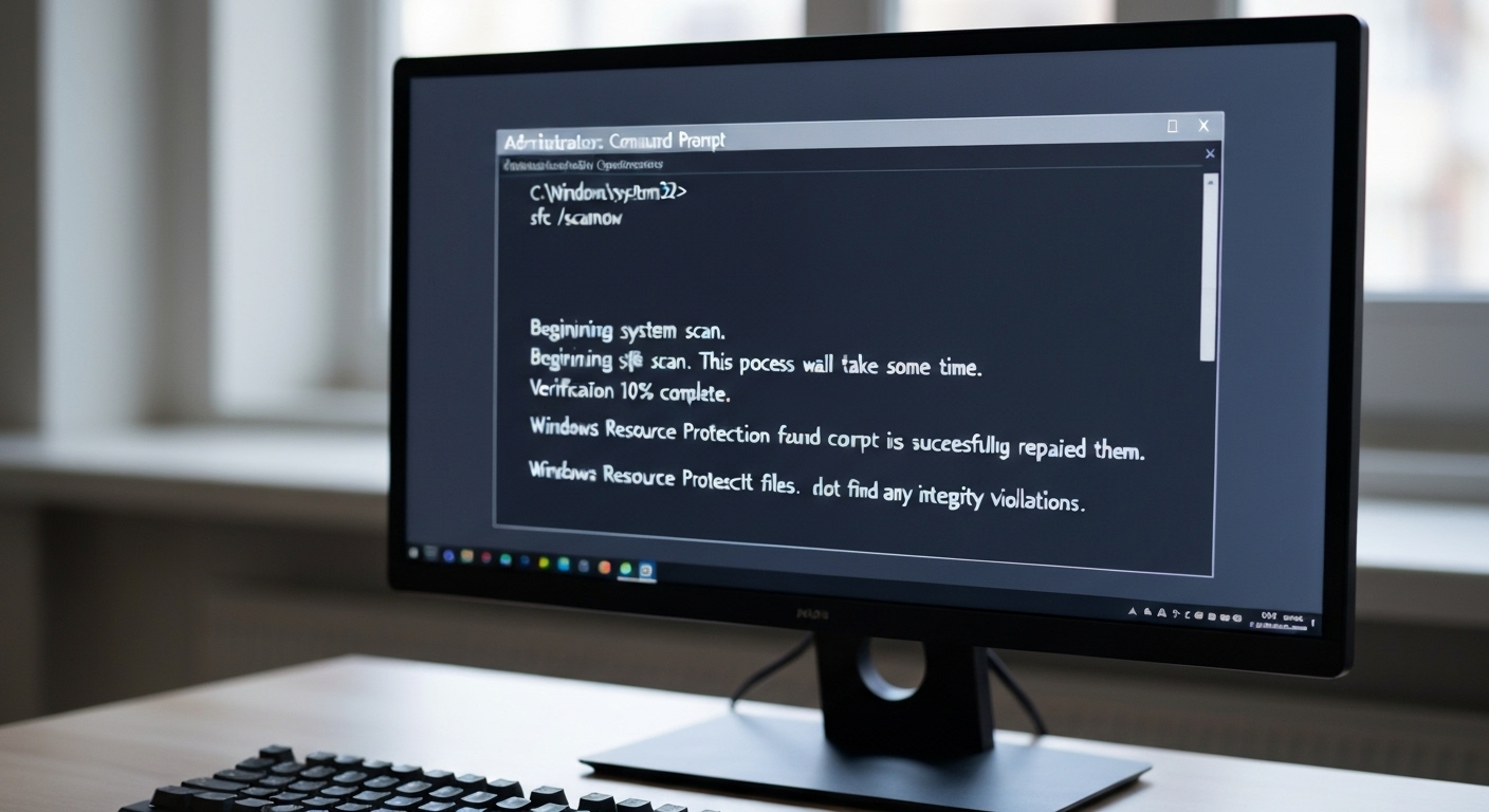 Cửa sổ Command Prompt chạy lệnh SFC /scannow để sửa lỗi hệ thống