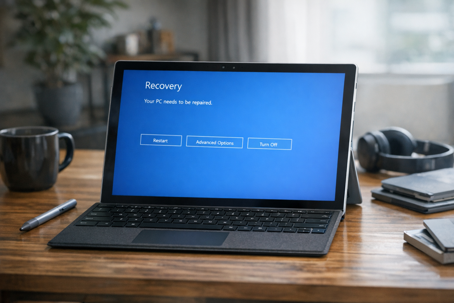 Máy tính Microsoft Surface hiển thị màn hình xanh Recovery với các tùy chọn khôi phục hệ thống