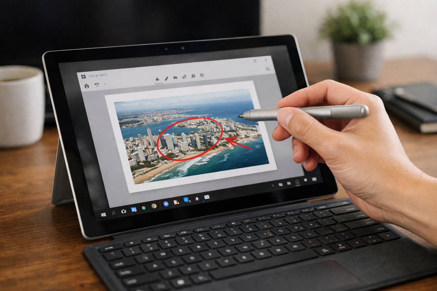 7 Cách Chụp Màn Hình Surface Nhanh Chóng Và Cực Đơn Giản 8 Sử dụng bút Surface Pen để chụp màn hình Surface nhanh chóng bằng cách nhấn đúp đuôi bút