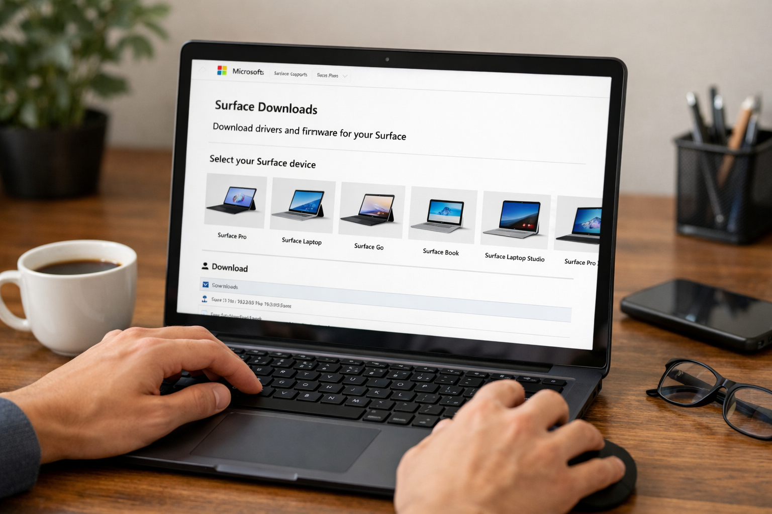 Trang web chính thức của Microsoft cung cấp các gói tải driver và firmware cho từng dòng Surface