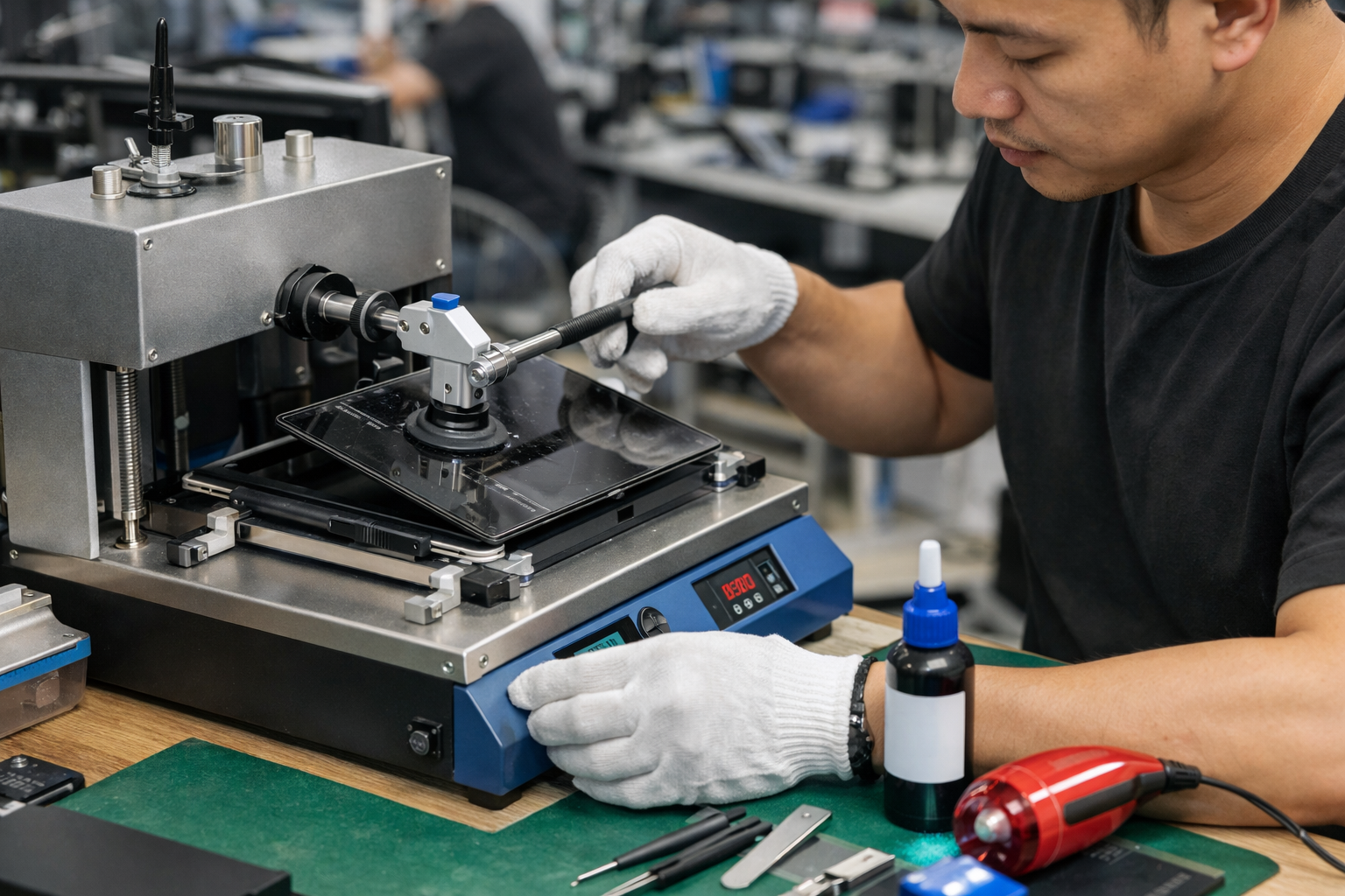 Quy trình thay màn hình Surface chuyên nghiệp sử dụng máy tách kính và keo dán chuyên dụng