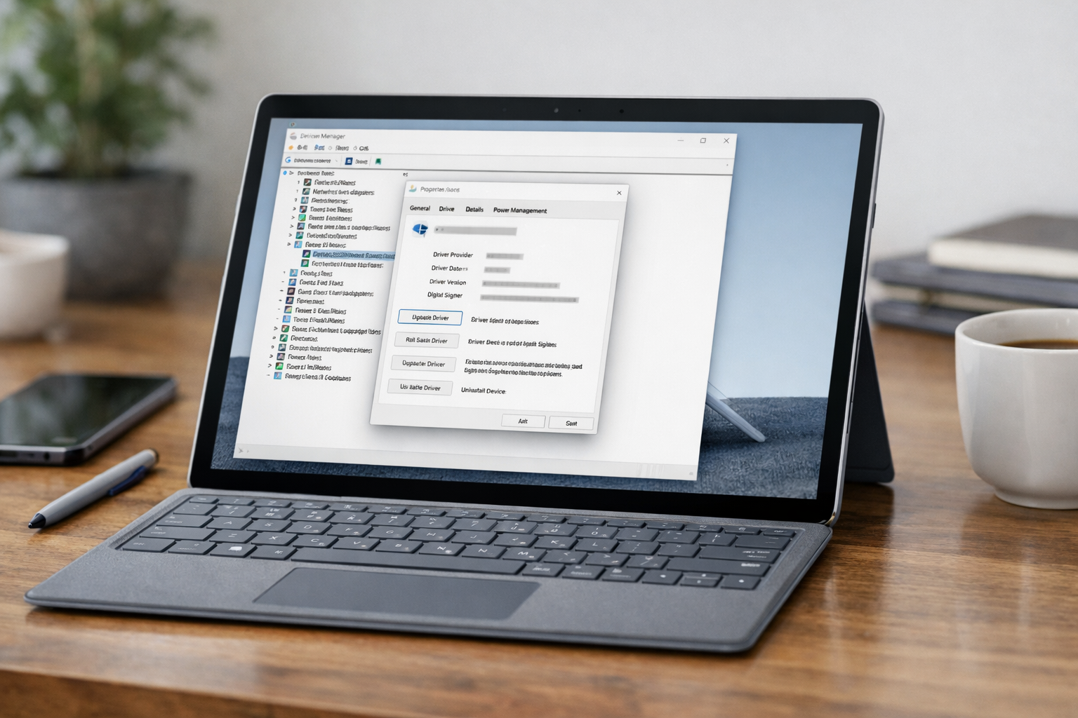 Giao diện cài đặt và cập nhật driver cho dòng máy Microsoft Surface Pro 9