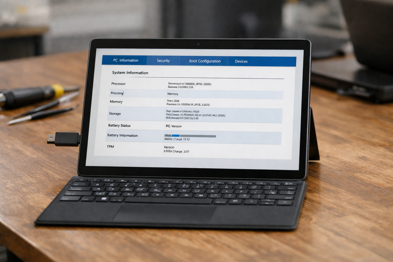 Sửa Surface Pro 9 bị treo logo: Cách xử lý triệt để nhất 8 Màn hình cài đặt UEFI trên Surface Pro 9 để kiểm tra phần cứng