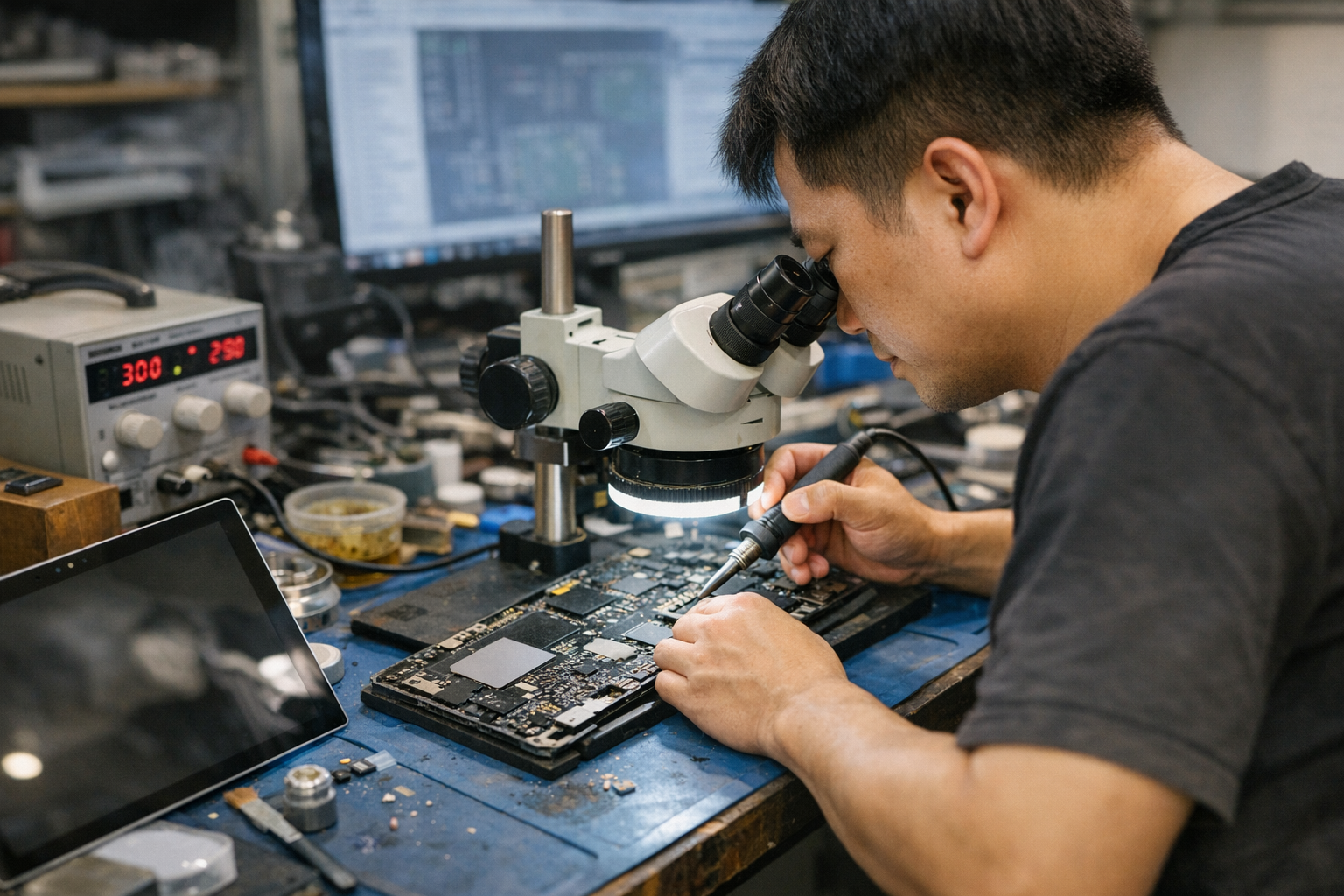 Quy trình sửa chữa IC nguồn và mainboard cho máy Surface Pro 3 tại phòng kỹ thuật