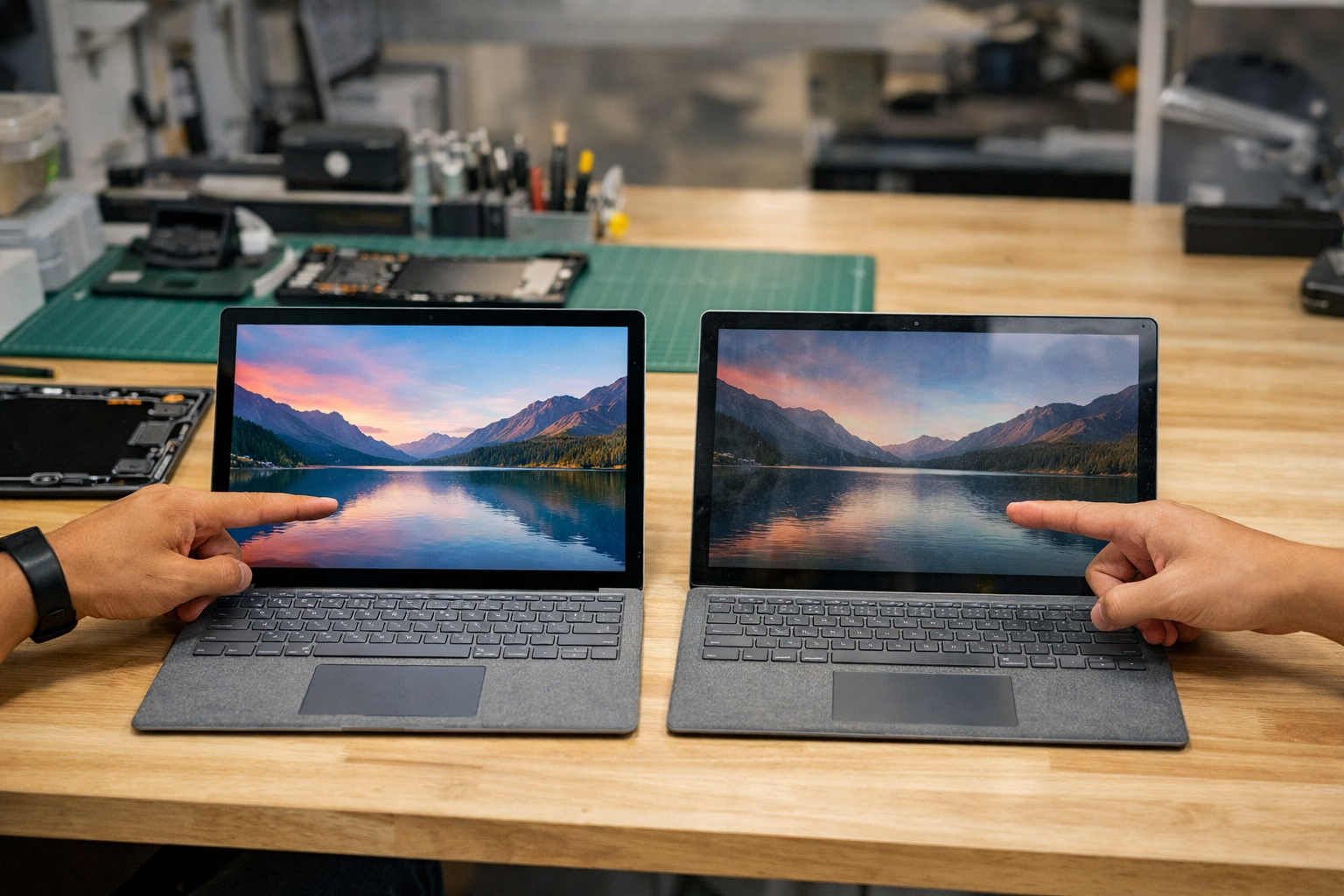 So sánh màn hình Surface chính hãng và màn hình chất lượng kém để khách hàng phân biệt