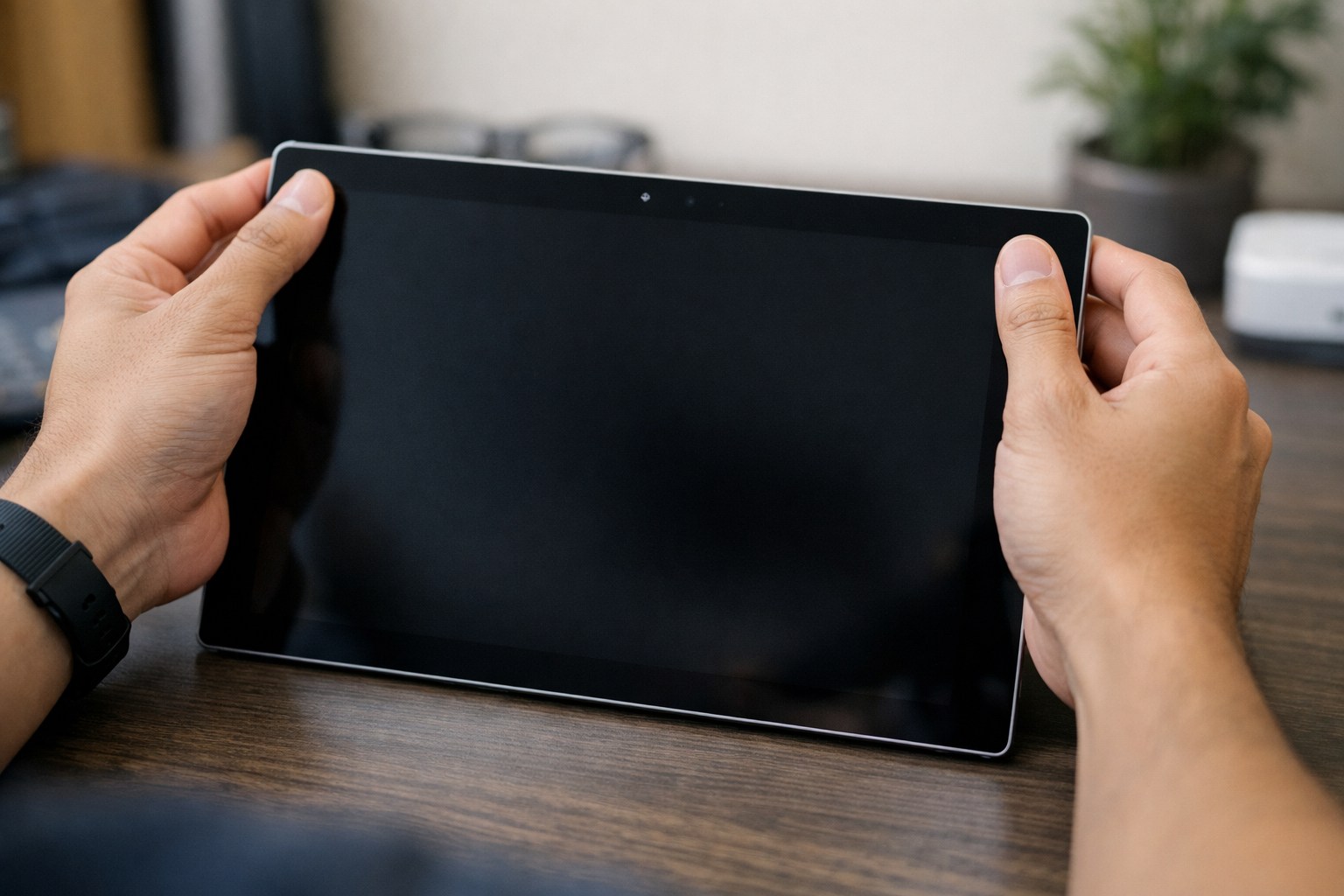 Hướng dẫn thao tác nhấn giữ phím nguồn và tăng âm lượng trên Surface Pro 3