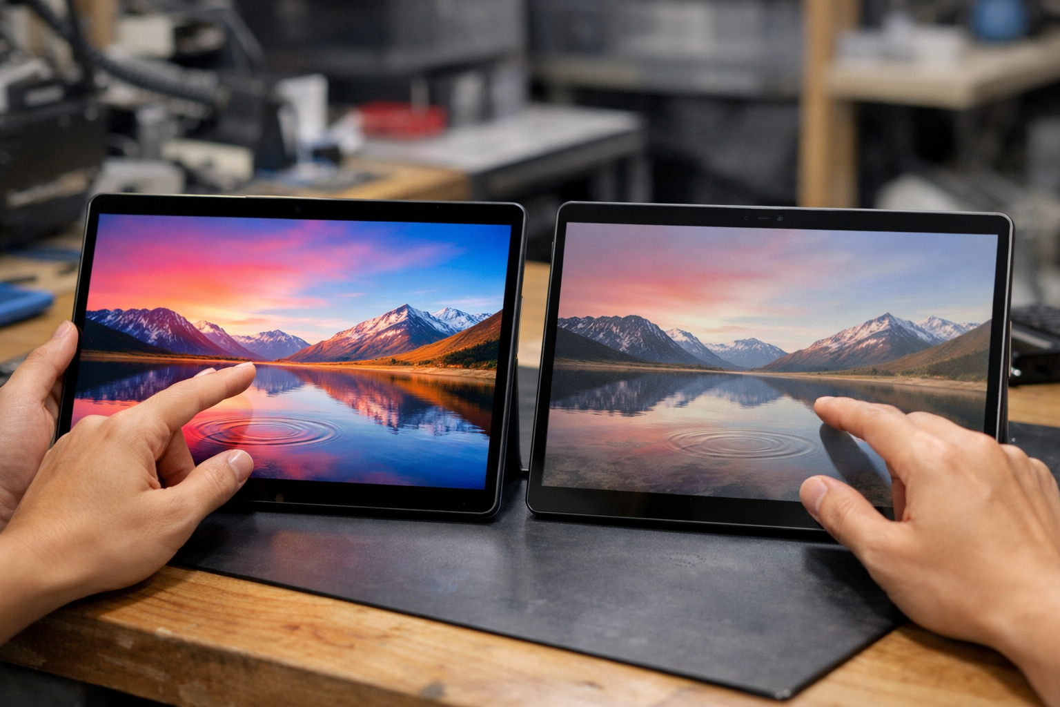 So sánh màn hình Surface Pro 8 chính hãng có màu sắc rực rỡ và độ nhạy cảm ứng cao