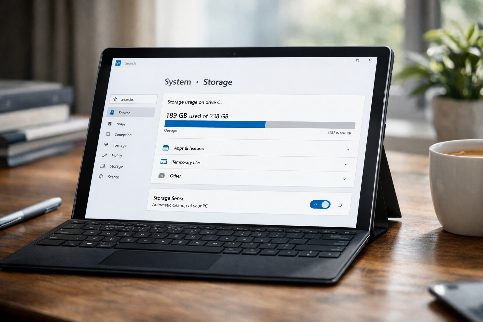 Màn hình cài đặt Storage trong Windows 11 giúp người dùng quản lý bộ nhớ Surface Pro hiệu quả