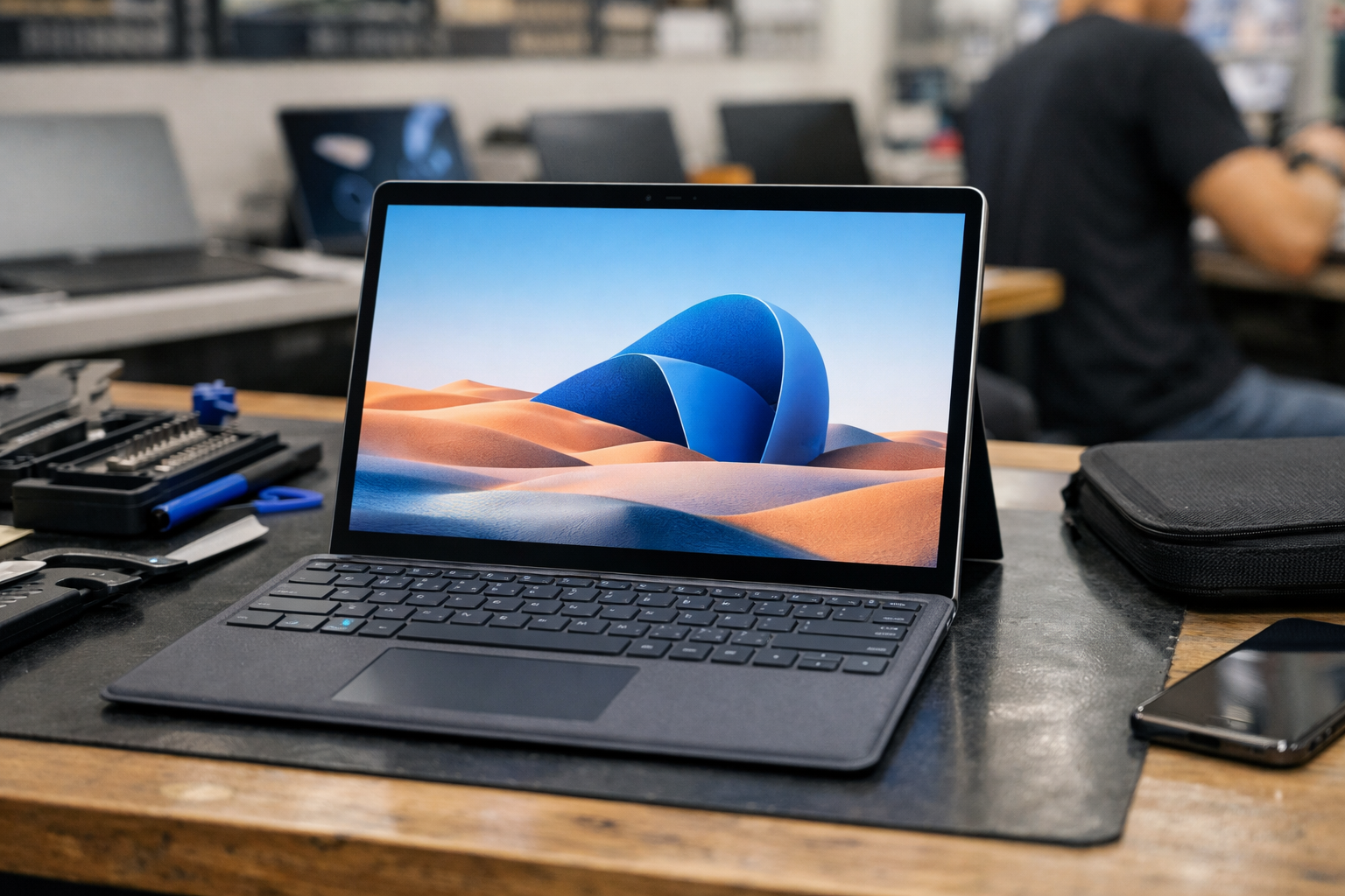 Chiếc Surface Pro 9 hiển thị rực rỡ và sắc nét sau khi được thay màn hình chính hãng tại cửa hàng