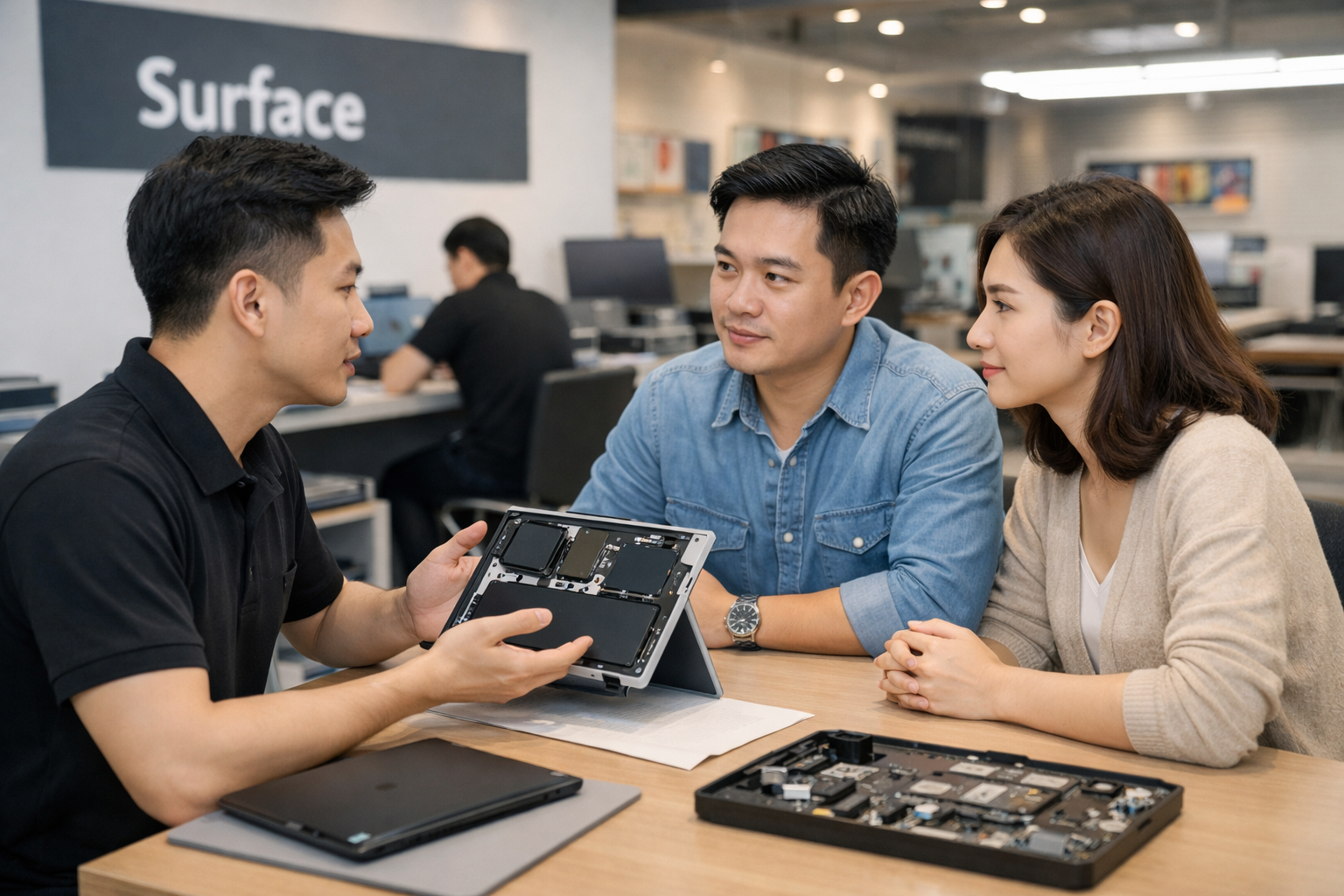 Khách hàng đang nhận tư vấn tại cửa hàng Surface Plus Hà Nội