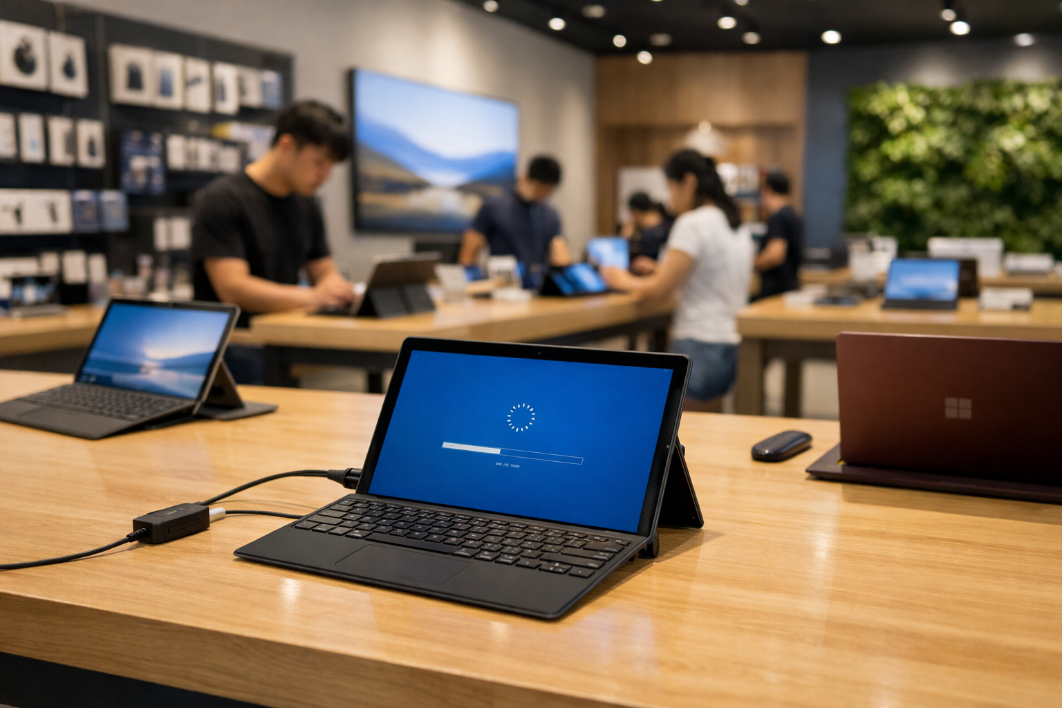 Interior of Surface Plus store in Hanoi with various Surface devices on display