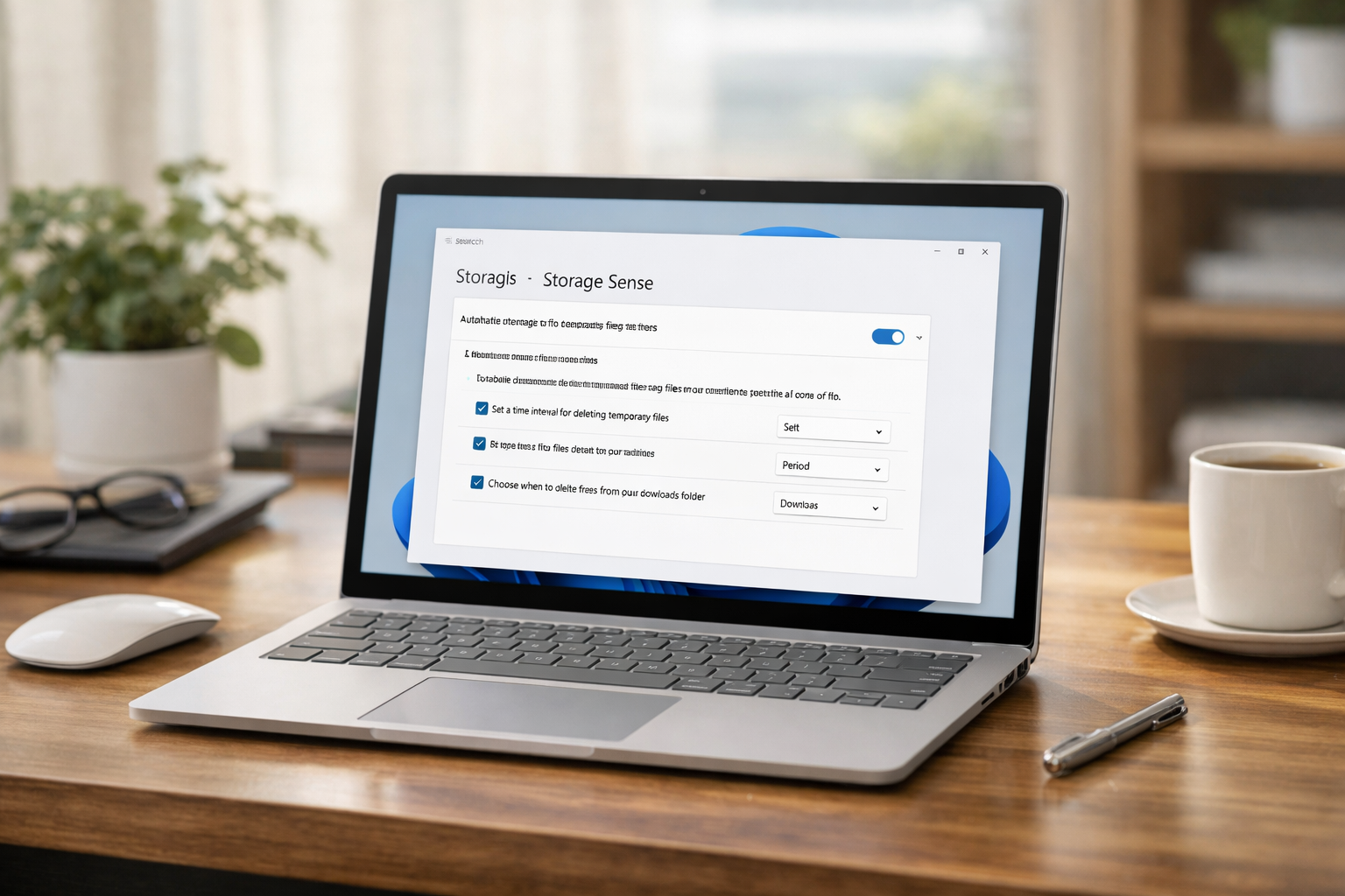 Cách giải phóng dung lượng Surface hiệu quả nhất 2024 7 Giao diện cài đặt Storage Sense trên Windows 11 giúp tự động tối ưu bộ nhớ Surface