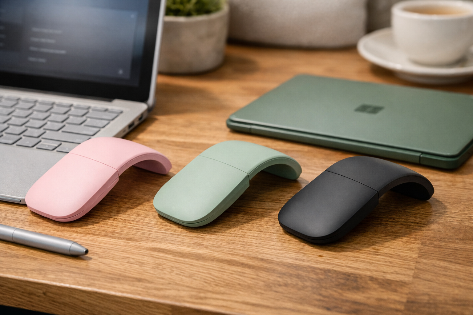 Đánh giá chuột Surface Arc Mouse: Đẳng cấp thiết kế di động 9 Các phiên bản màu sắc đa dạng của chuột Surface Arc Mouse như hồng, xanh, đen