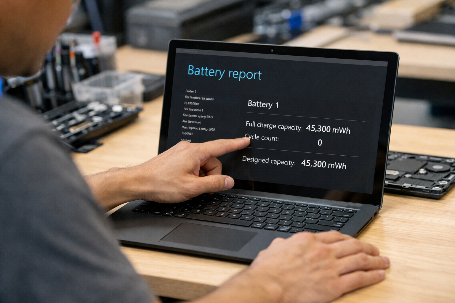 Thay Pin Surface Laptop 1 Chính Hãng - Uy Tín, Lấy Ngay 9 Kiểm tra thông số dung lượng pin mới sau khi thay trên hệ thống