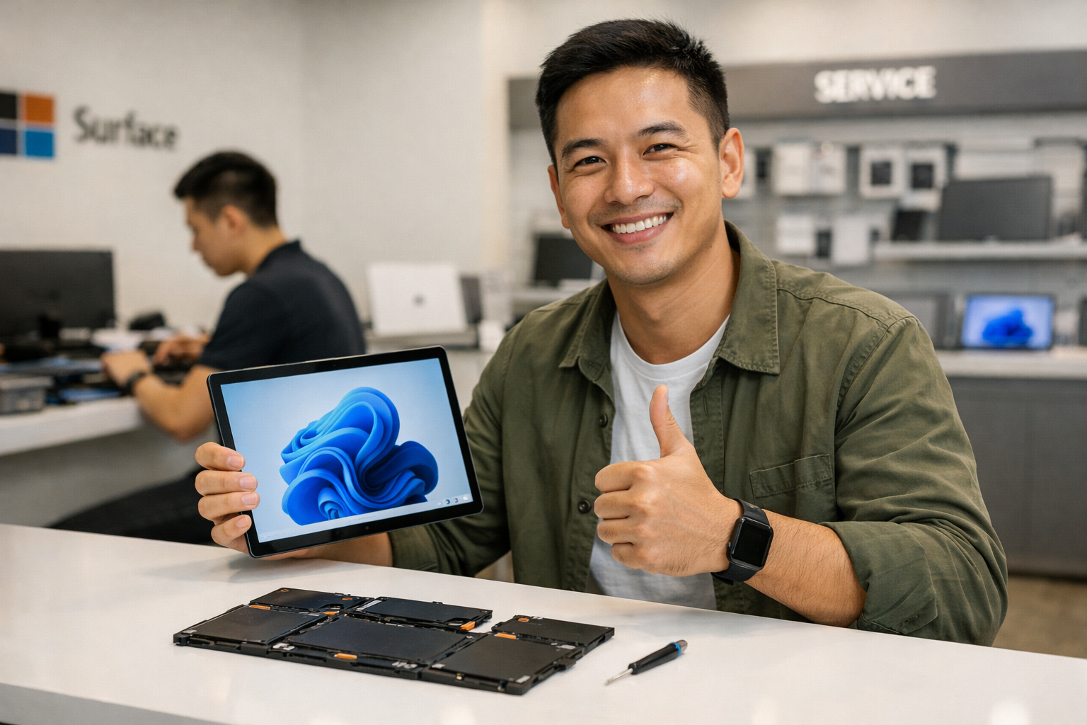 Thay Pin Surface Pro 9 Chính Hãng: Bảng Giá & Địa Chỉ Uy Tín 9 Khách hàng hài lòng sau khi thay pin Surface Pro 9 chính hãng tại Surface Plus Hà Nội