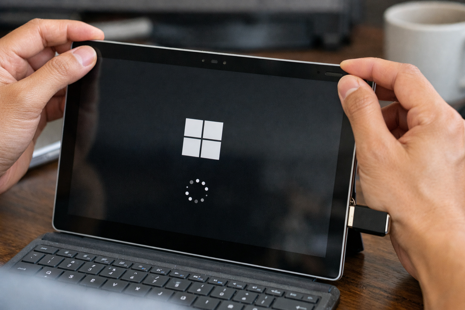 Thao tác bấm tổ hợp phím để Surface nhận USB Boot