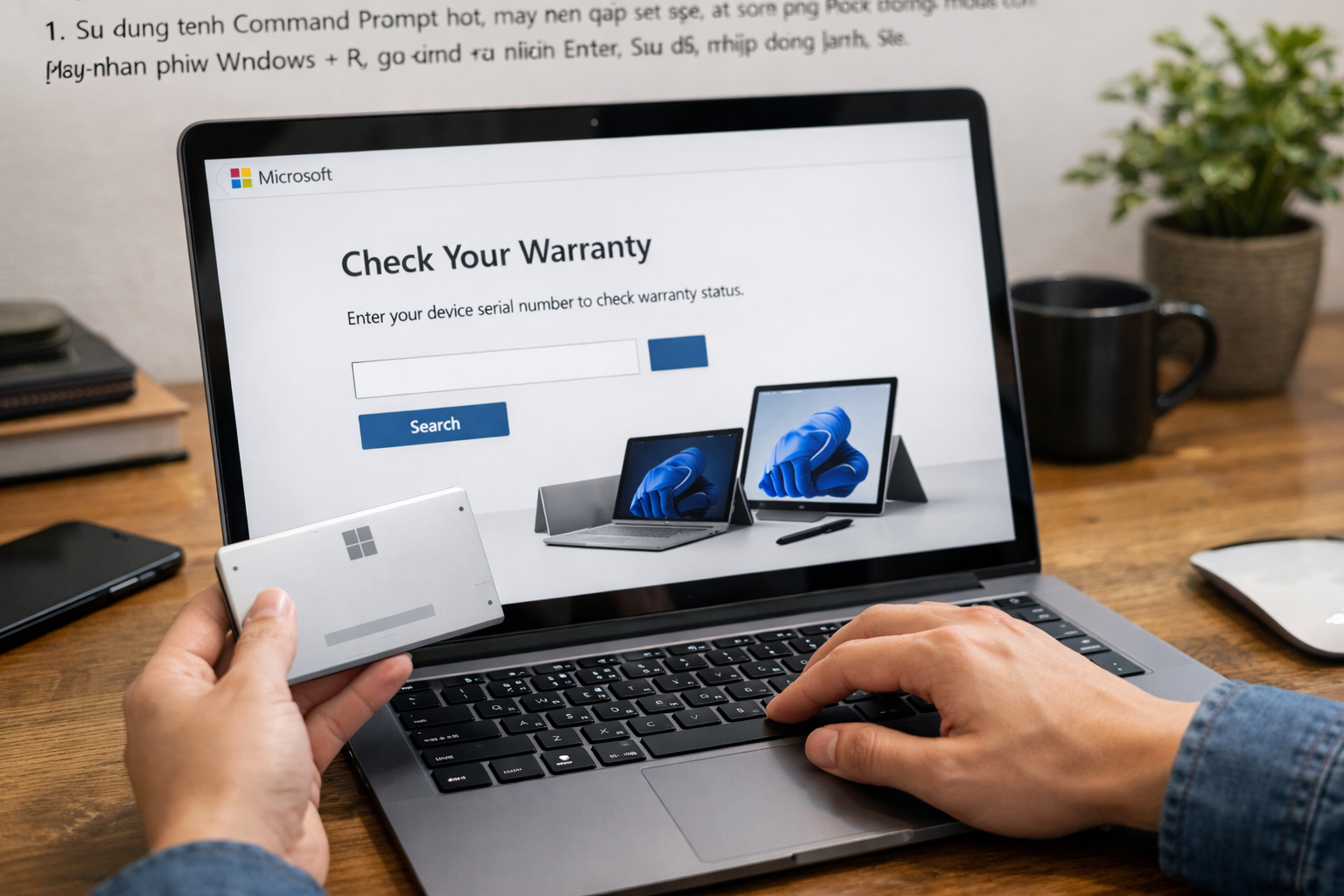 Giao diện trang web hỗ trợ kiểm tra thời hạn bảo hành của Microsoft