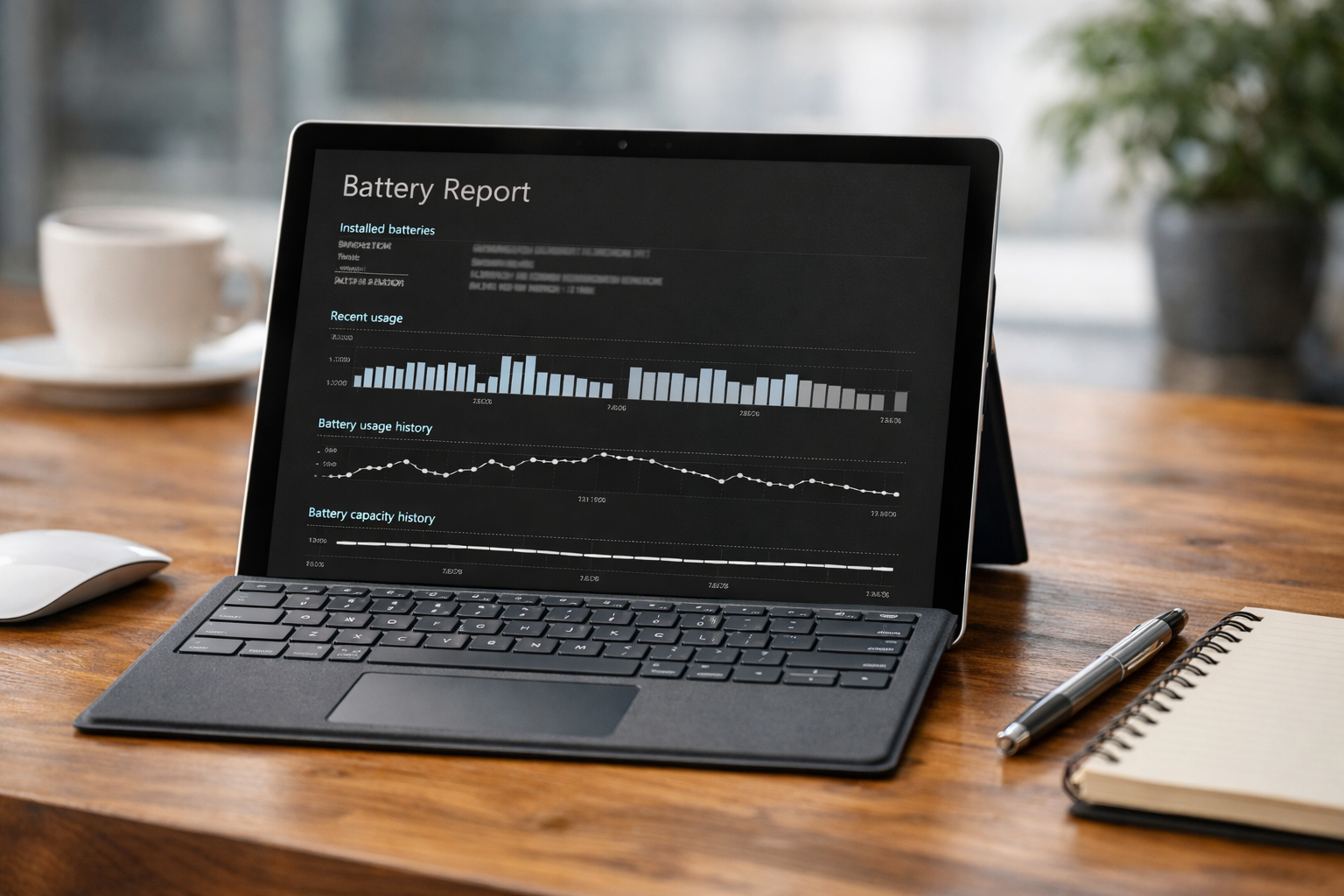 Hình ảnh kết quả Battery Report sau khi thực hiện cách check pin Surface