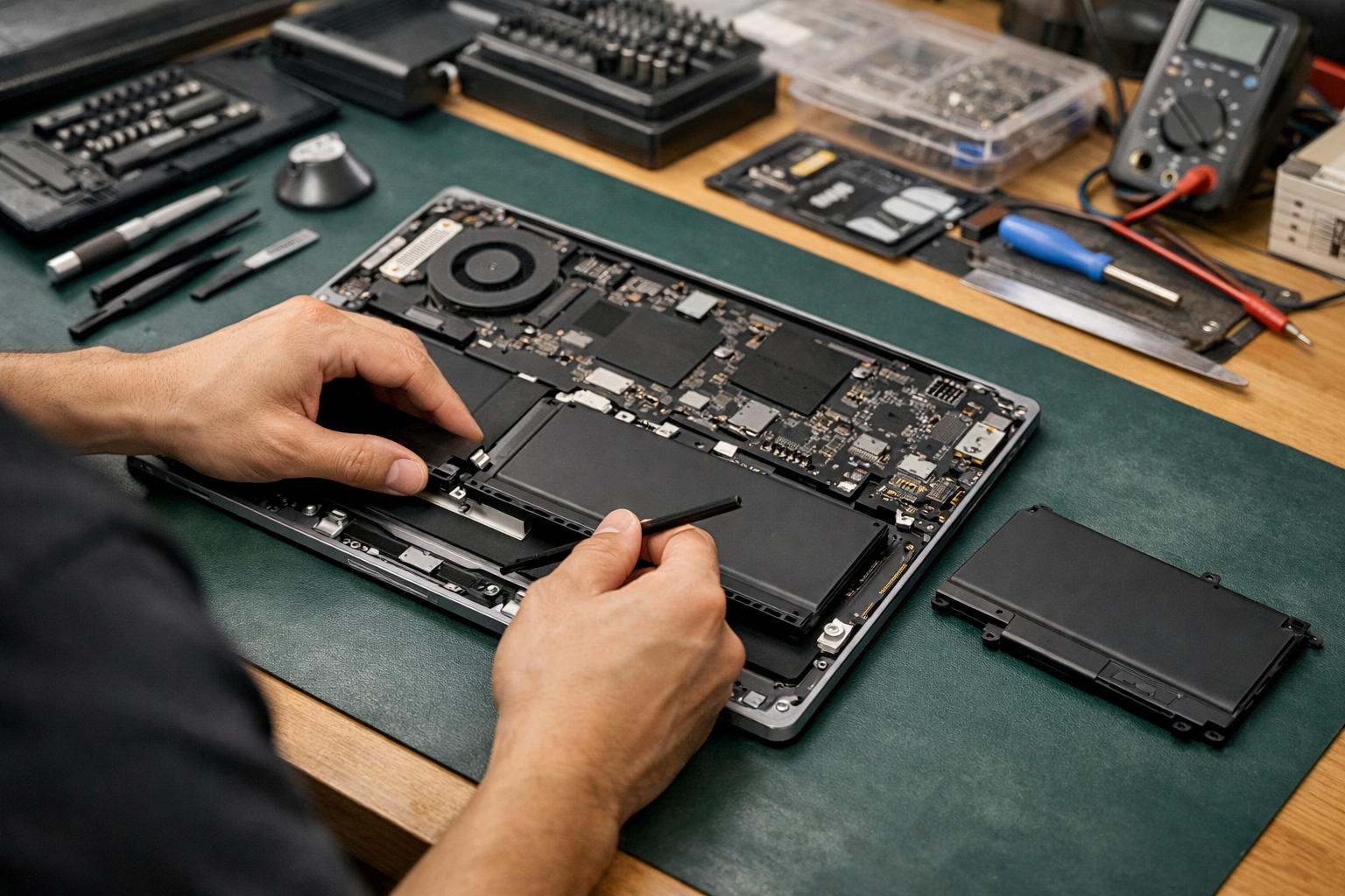 Quá trình tháo máy Surface Laptop 4 để thay pin mới một cách cẩn thận