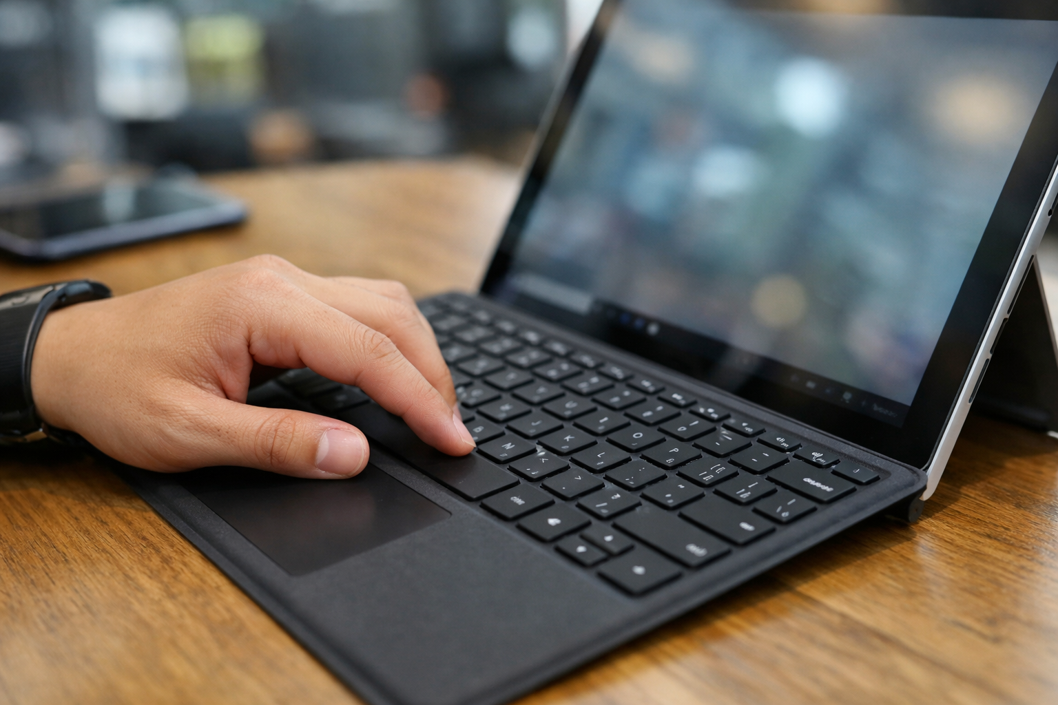 Cận cảnh bàn phím Type Cover của Surface Pro đang được test độ nhạy