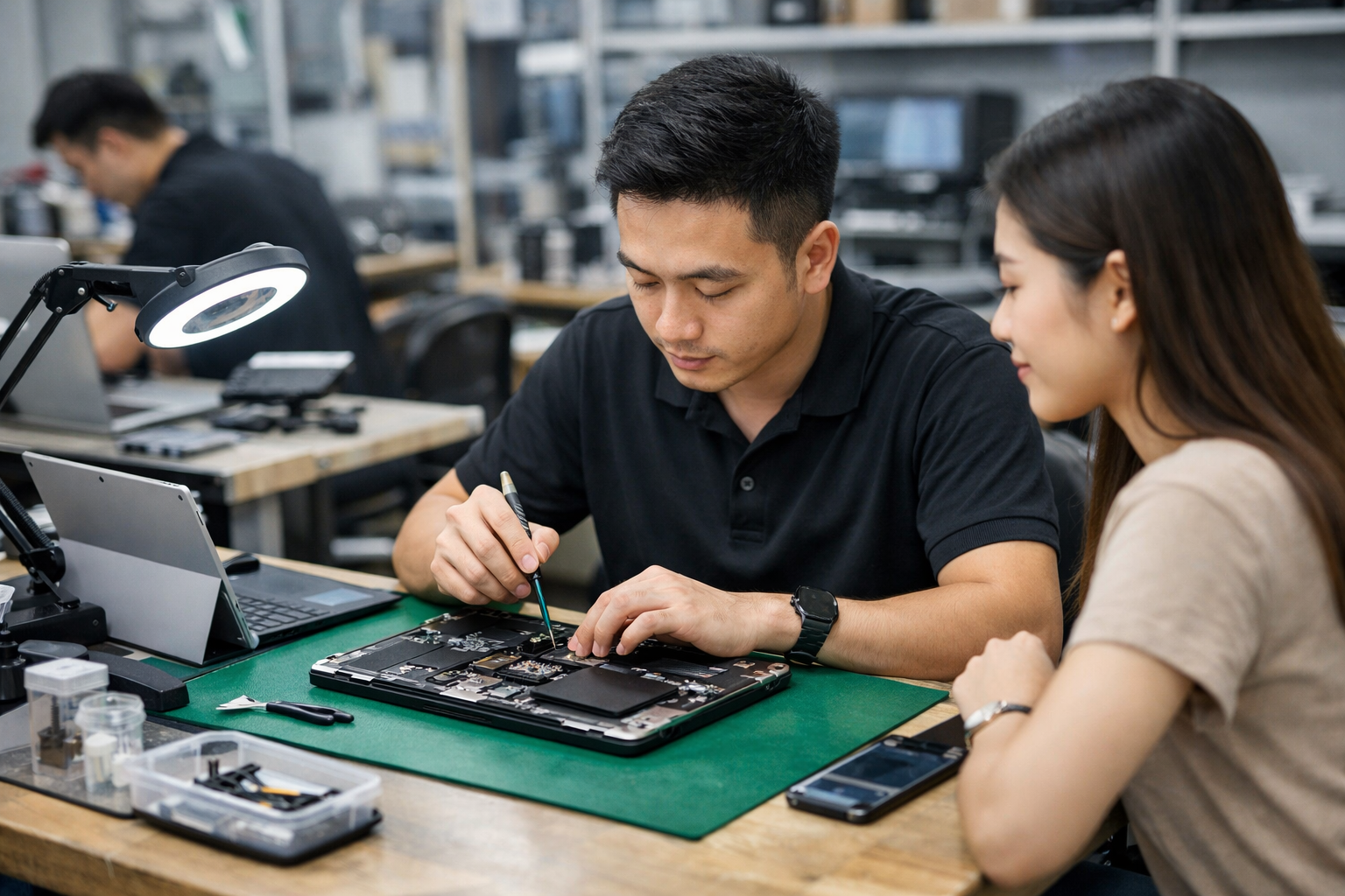 Bảng Giá Surface Plus 2024: Review Mua Surface Cũ Giá Rẻ Hà Nội 9 Kỹ thuật viên tại Surface Plus đang tiến hành kiểm tra máy cho khách hàng