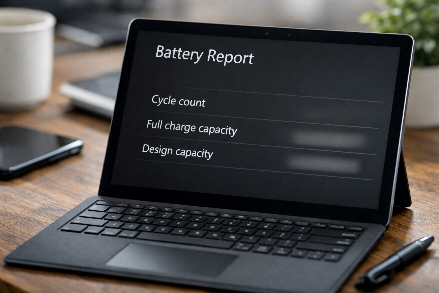 Chi tiết bảng báo cáo Battery Report của máy Surface