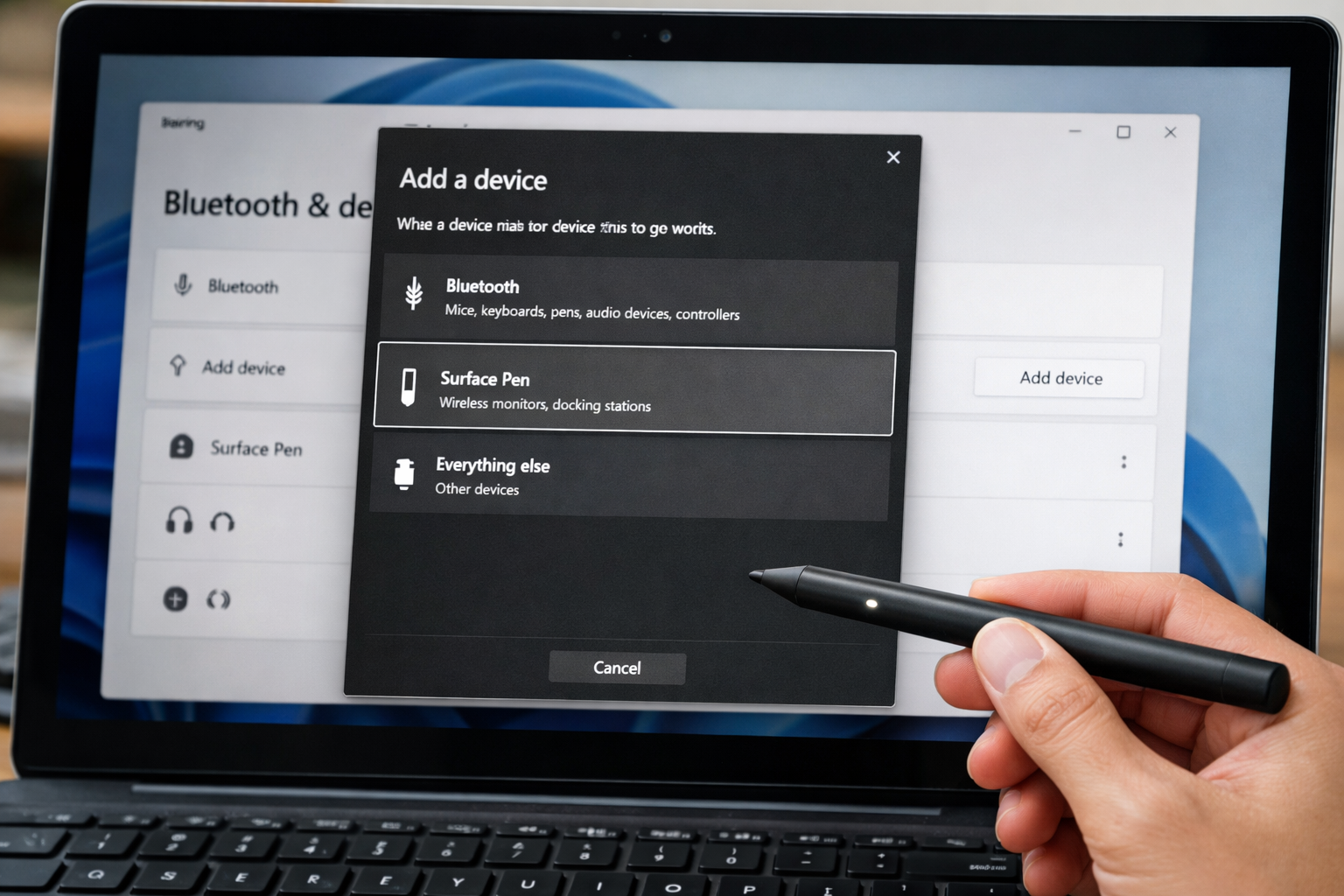 Cách kết nối bút Surface Pen đơn giản và nhanh nhất 2024 7 Giao diện cài đặt Bluetooth trên hệ điều hành Windows 11 hiển thị danh sách thiết bị ngoại vi