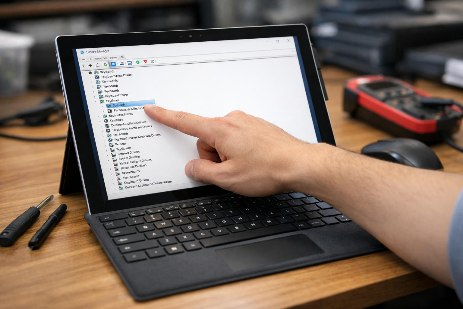 Kiểm tra trình điều khiển bàn phím trong Device Manager trên Surface Pro 5